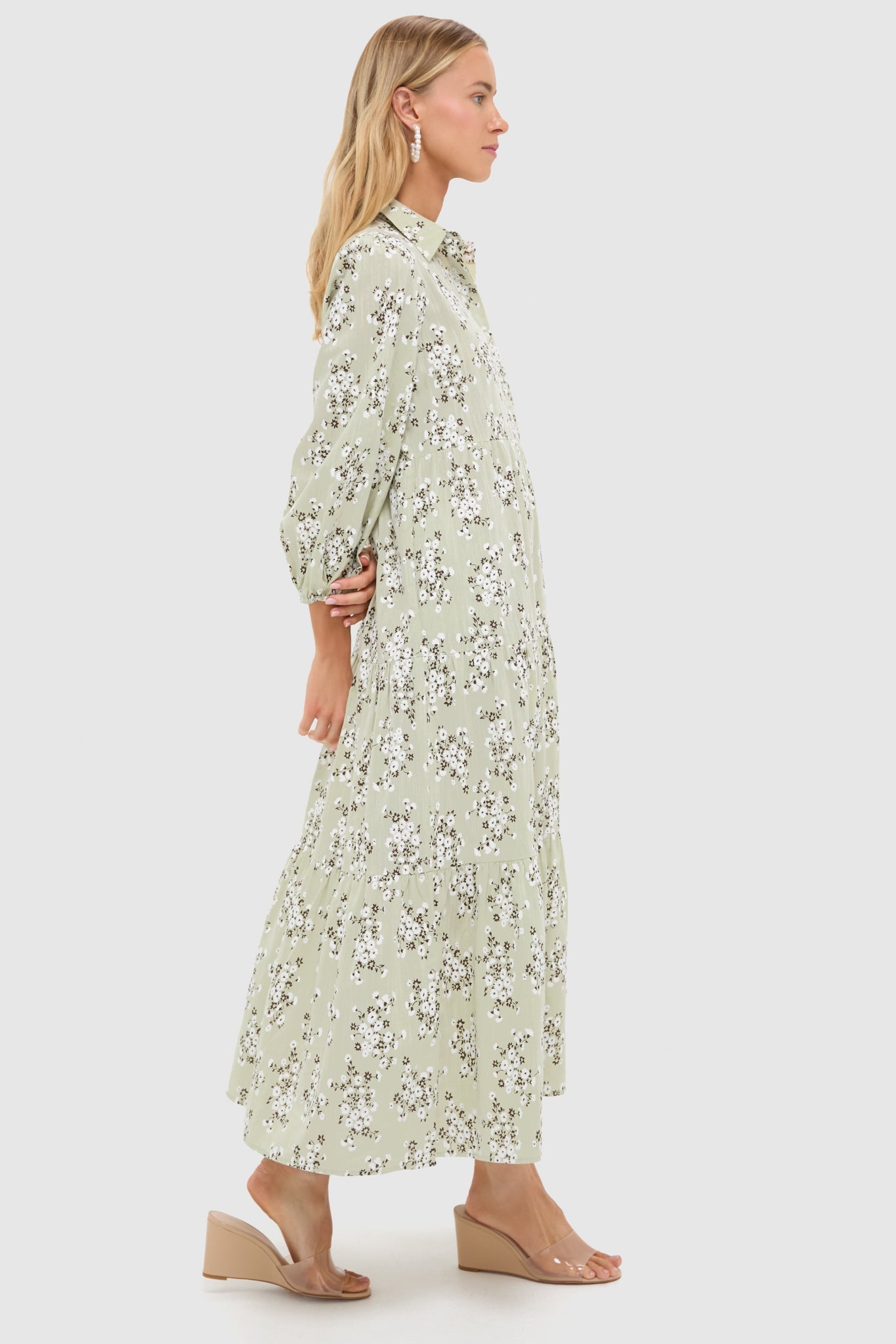 Green Ditsy Floral Mabel Maxi Dress