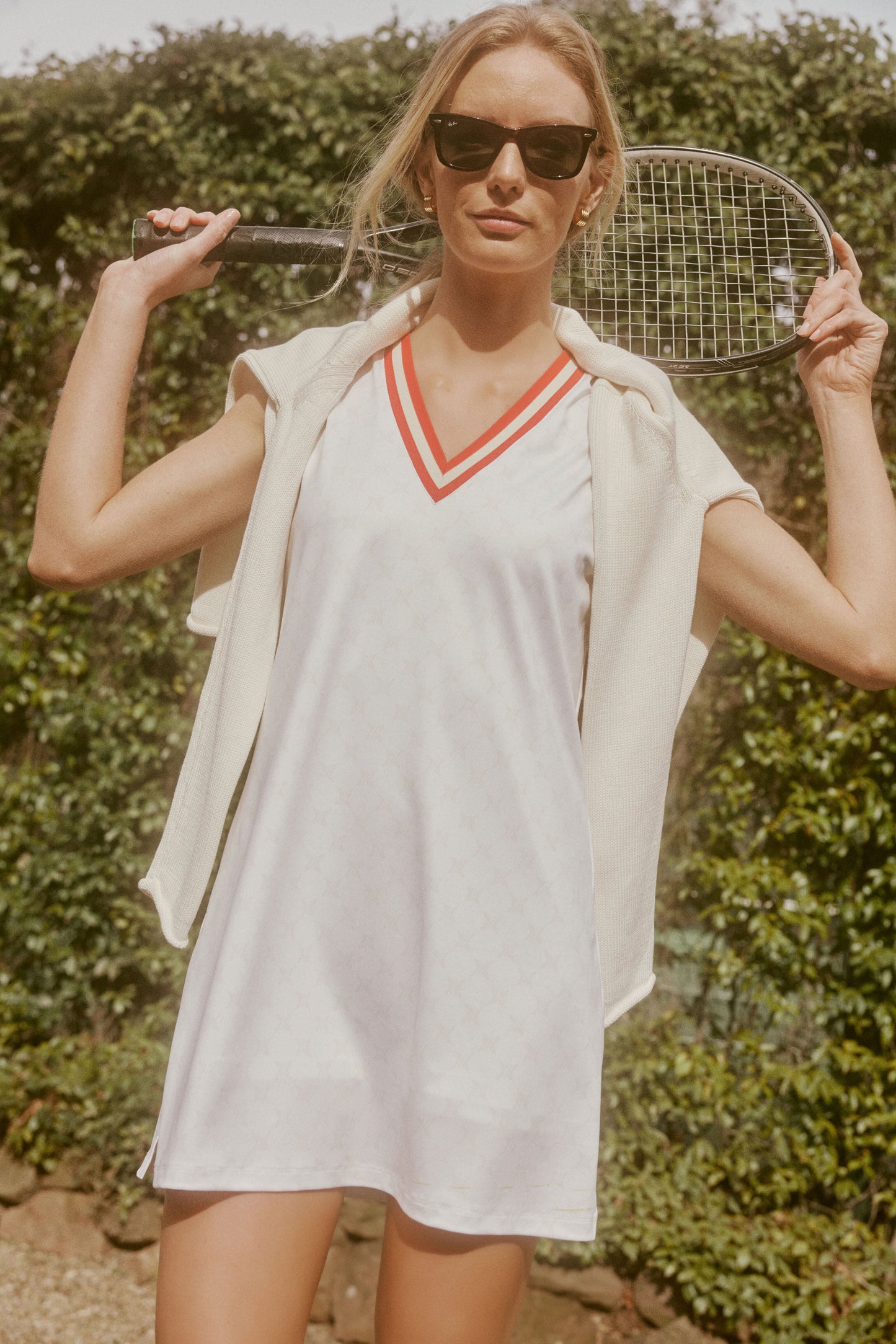 White and Retro Red Suzanne Tennis Dress