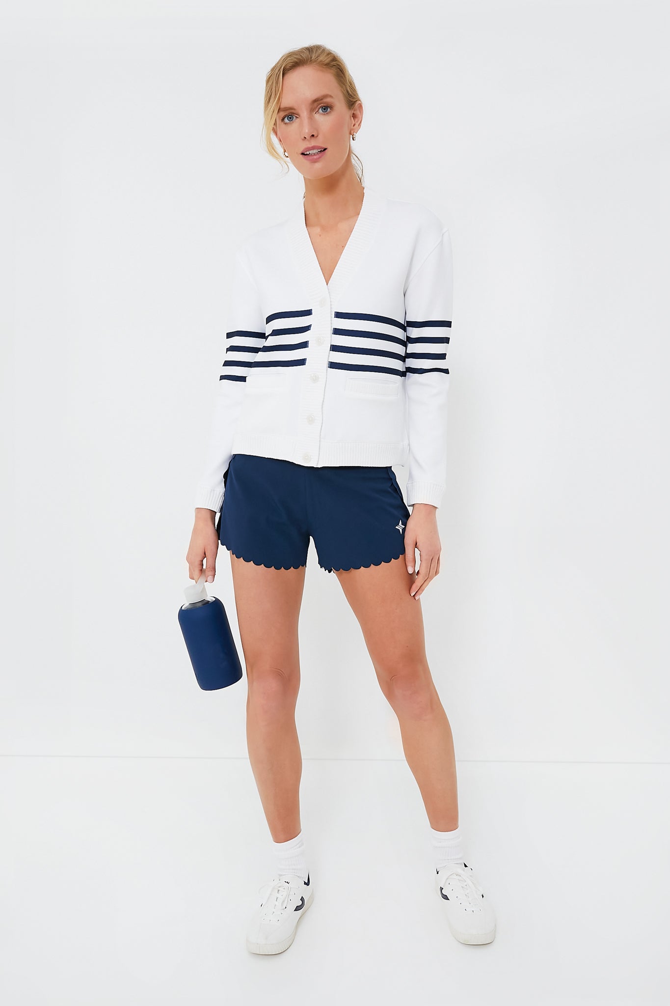 White Striped Charley Cardigan