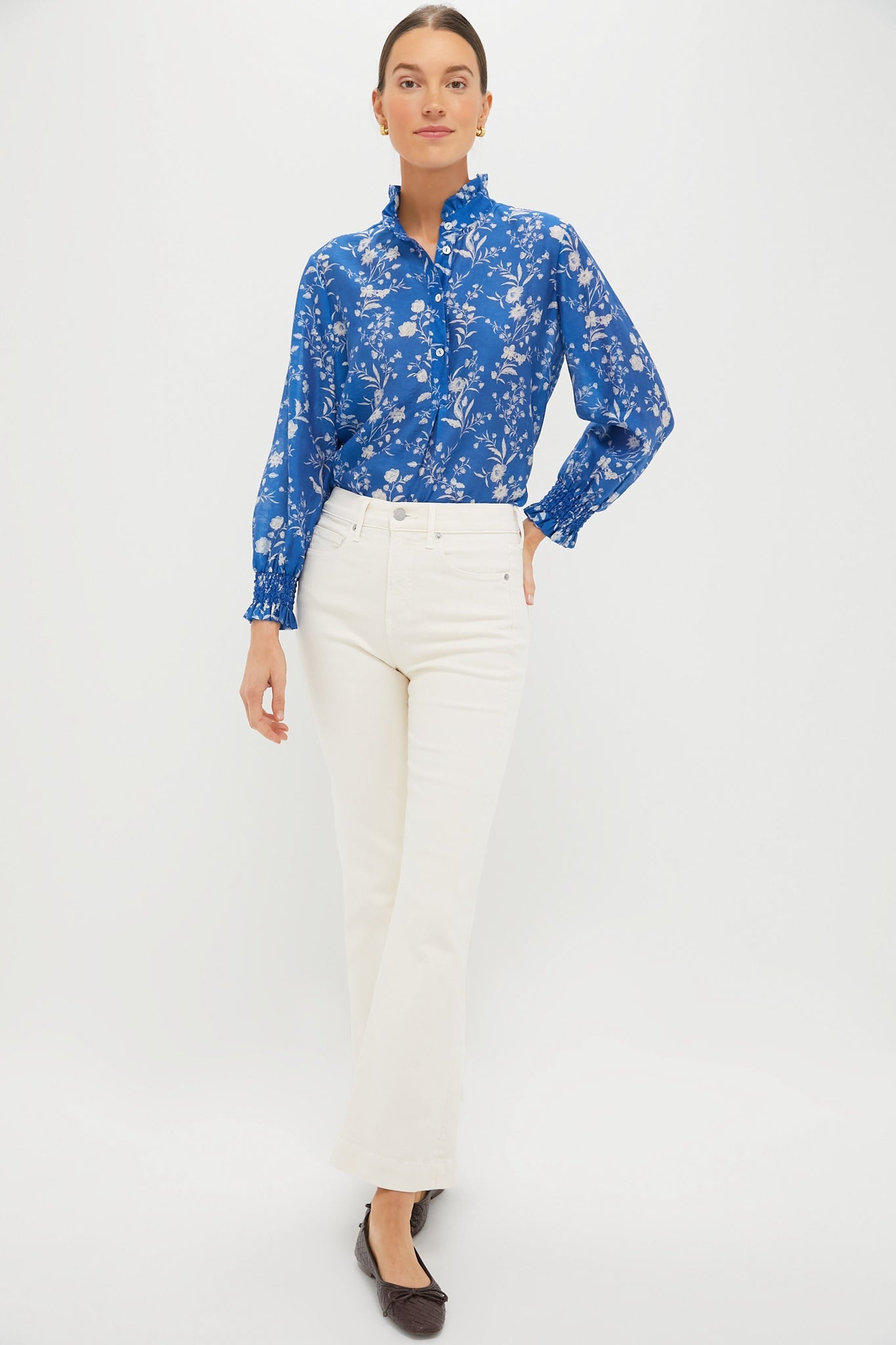 Limoges Floral Teagan Popover Top