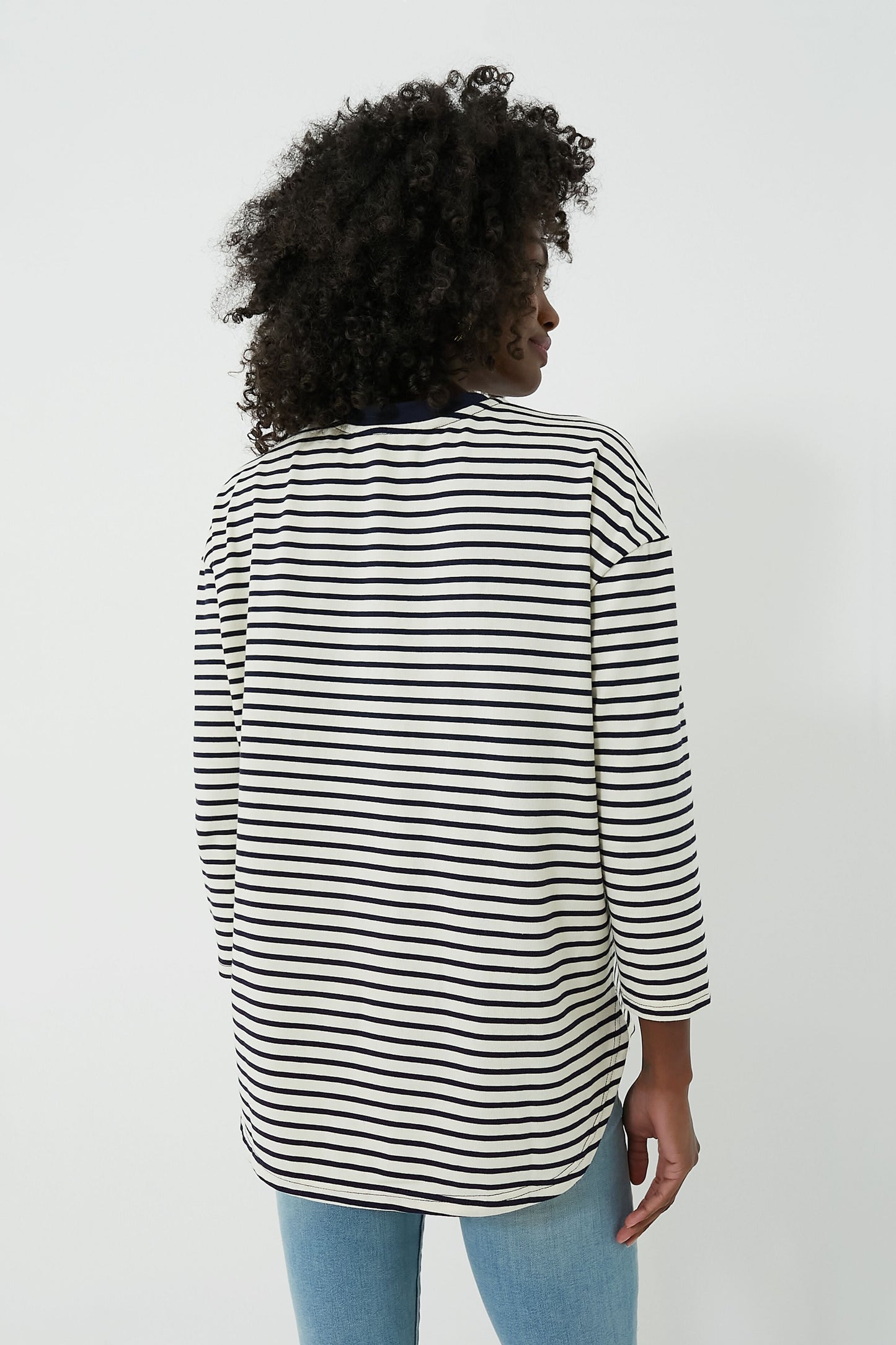 Navy Striped Knit Popover