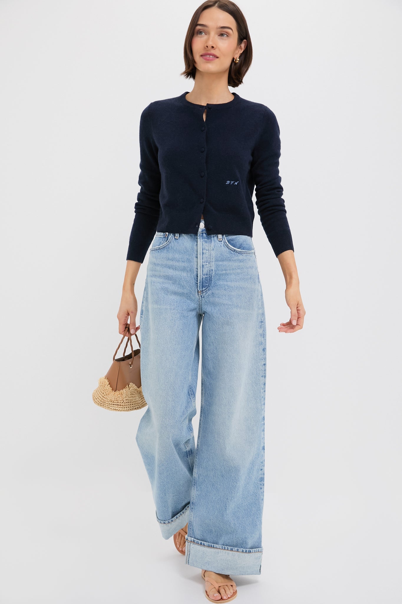 Navy Cashmere Riley Cardigan