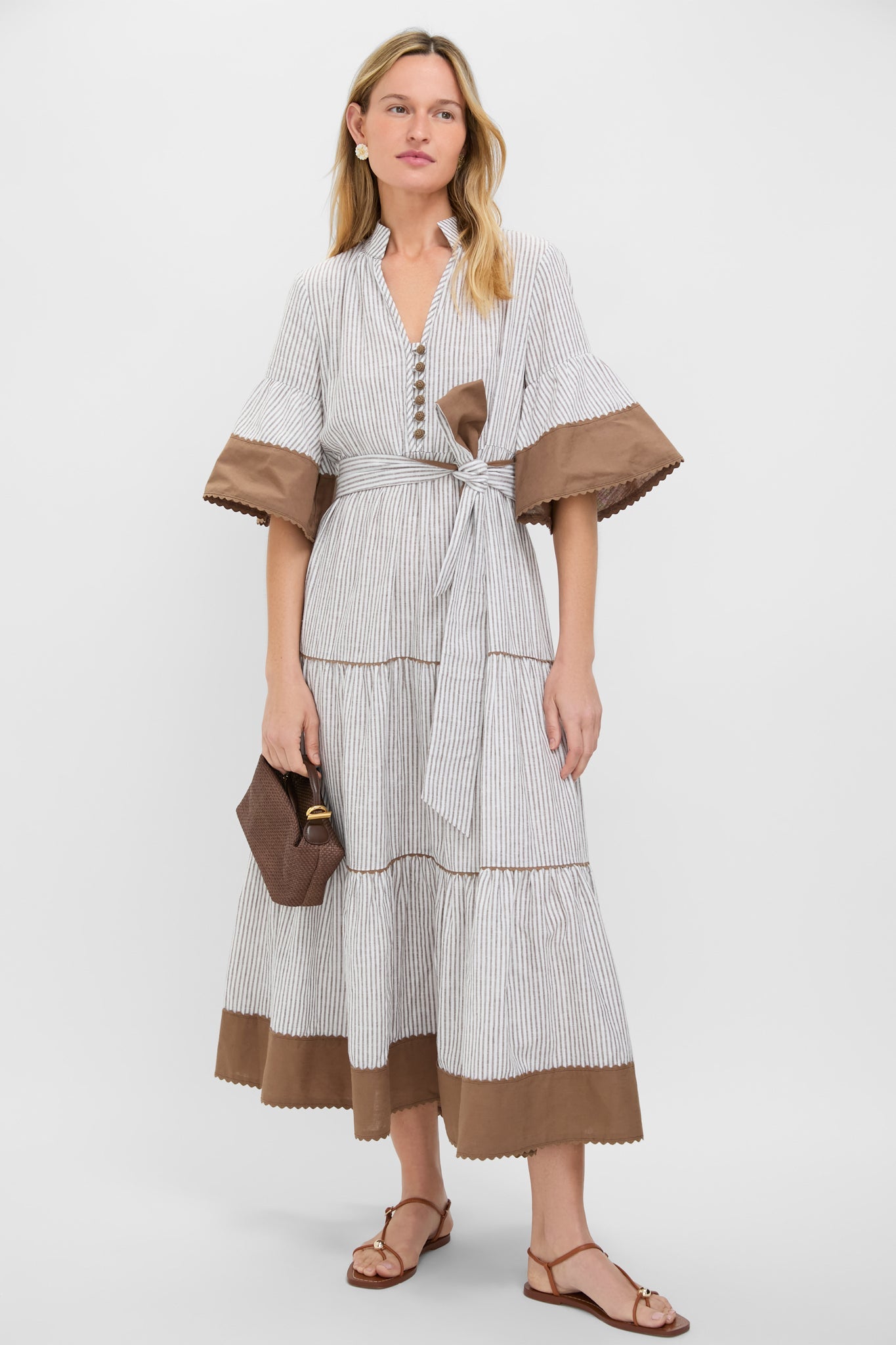 Tan Stripe Linen Joanna Dress