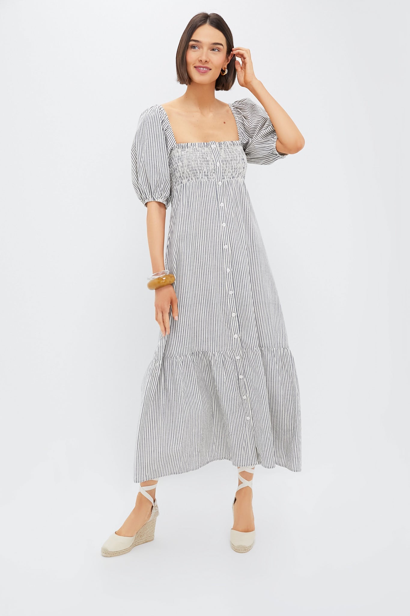 Newburyport Stripe Santiago 3 Shortsleeve Maxi Dress