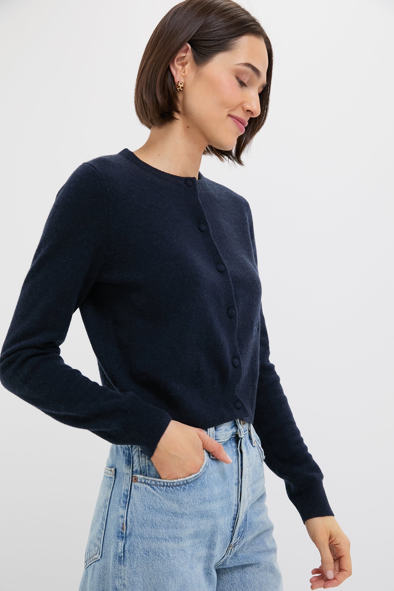Navy Cashmere Riley Cardigan