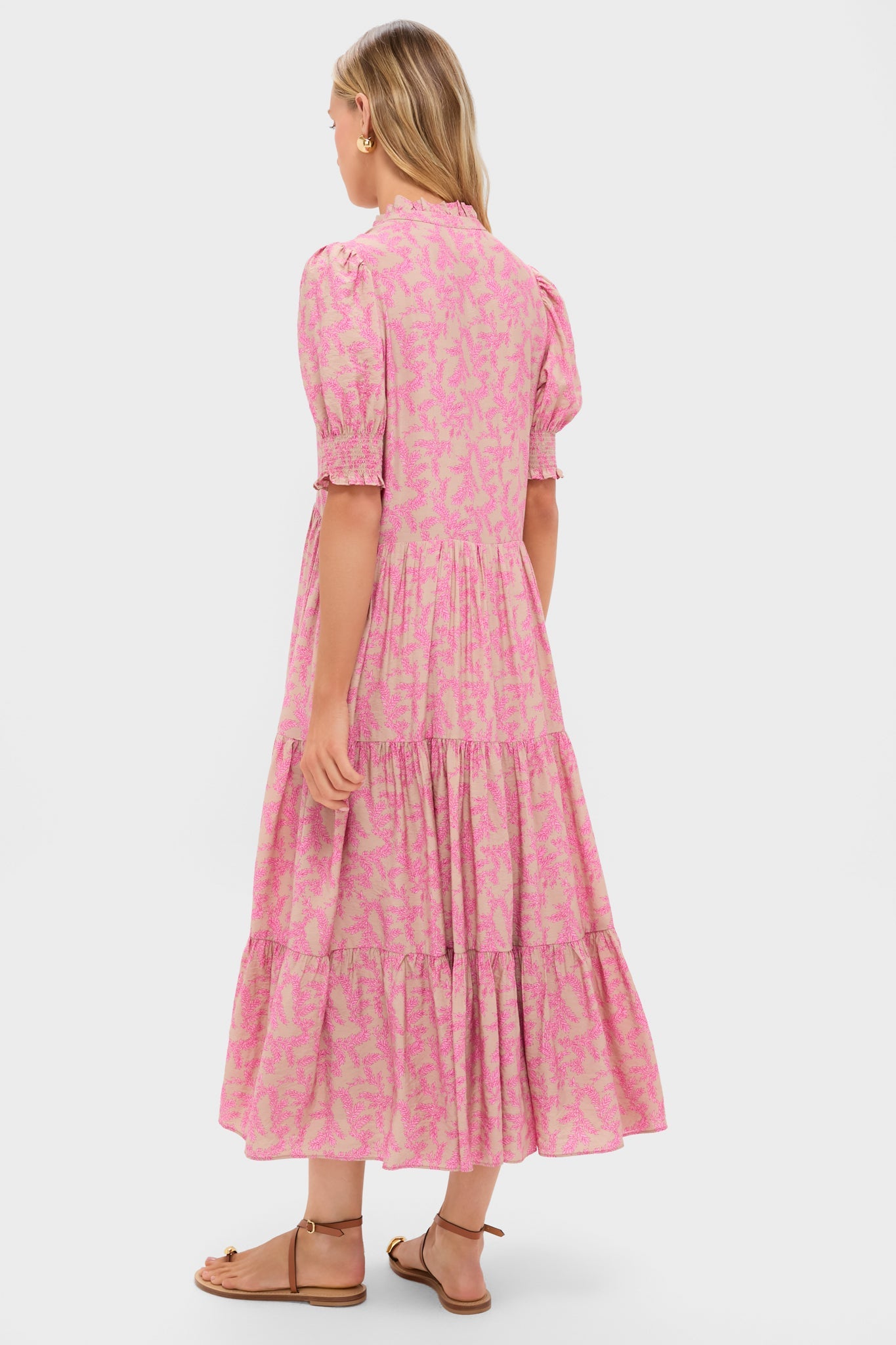 Tan & Pink Vines Bennett Maxi Dress