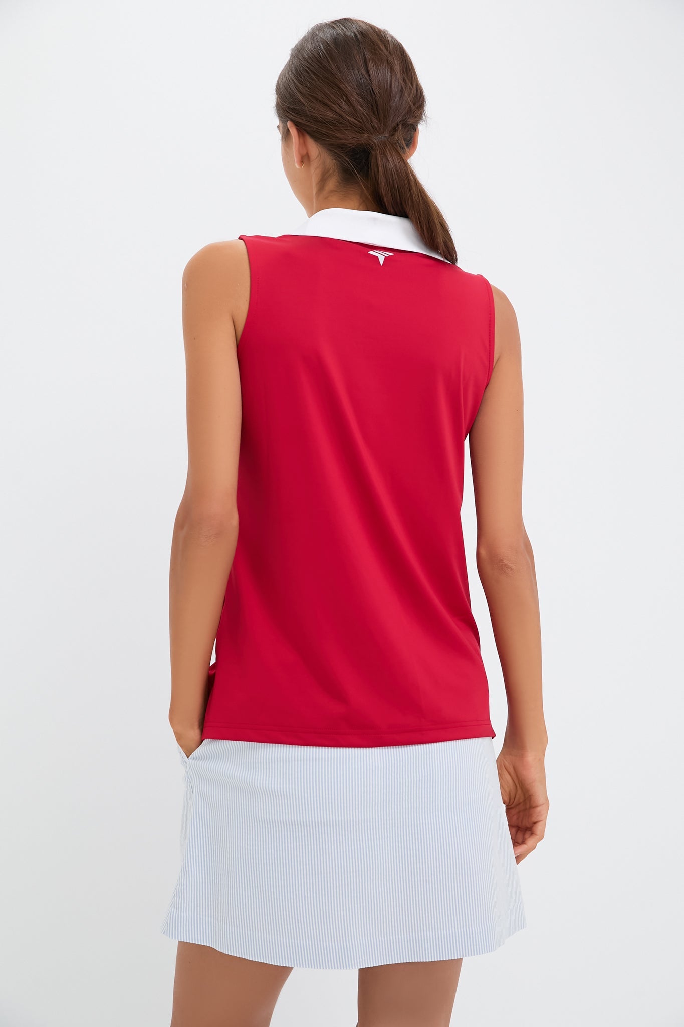 Red Sleeveless Caroline Polo