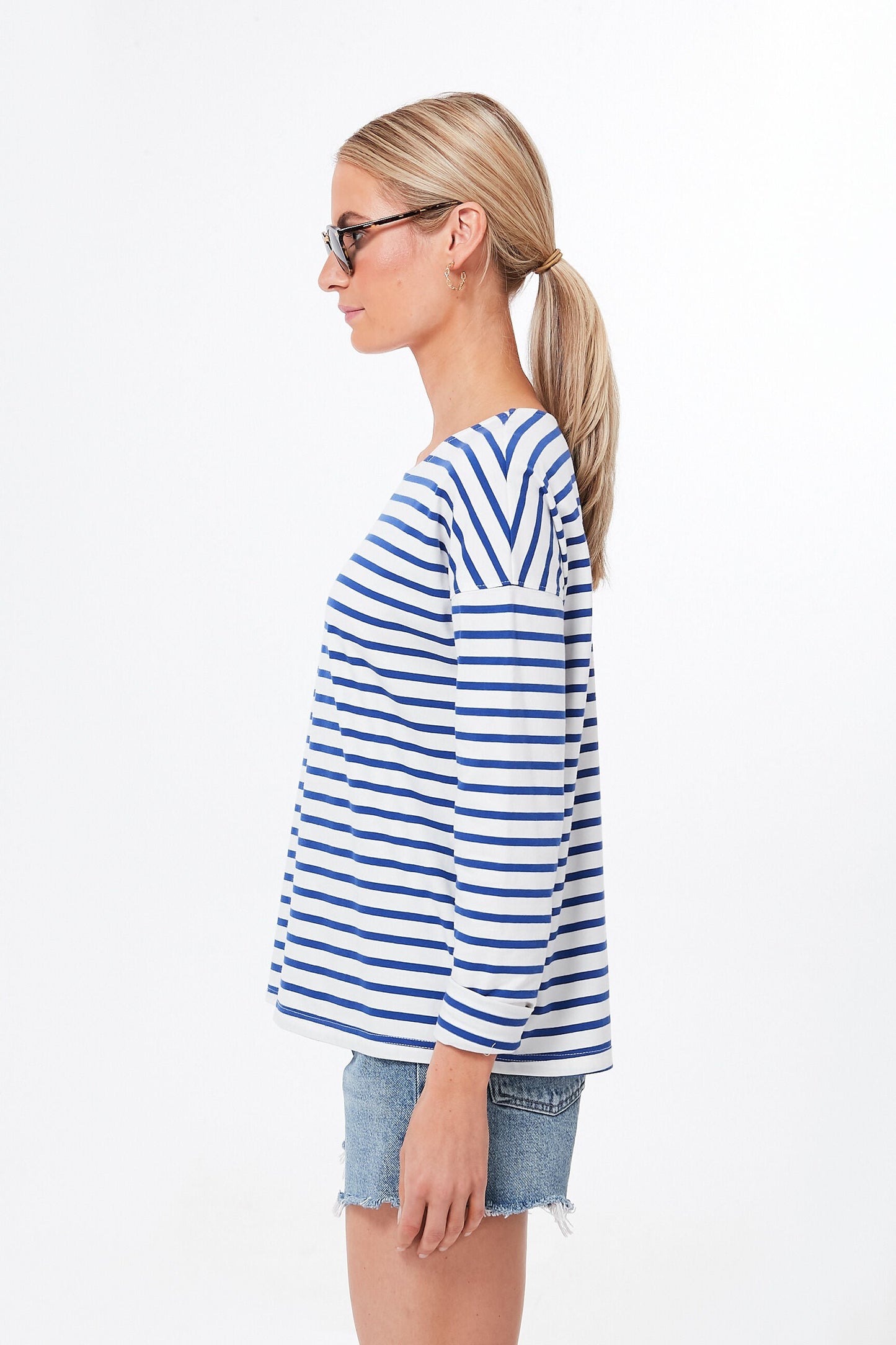 Blue and White Stripe Hayden Tee
