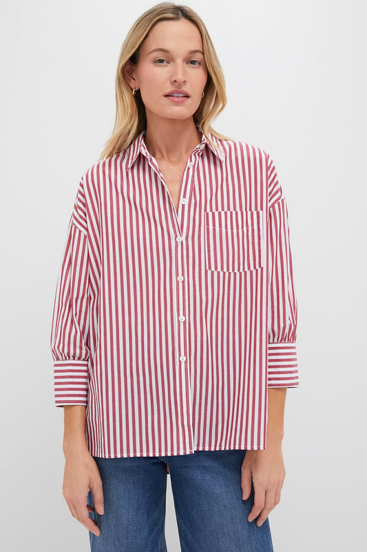Red Stripe Adair Boyfriend Shirt