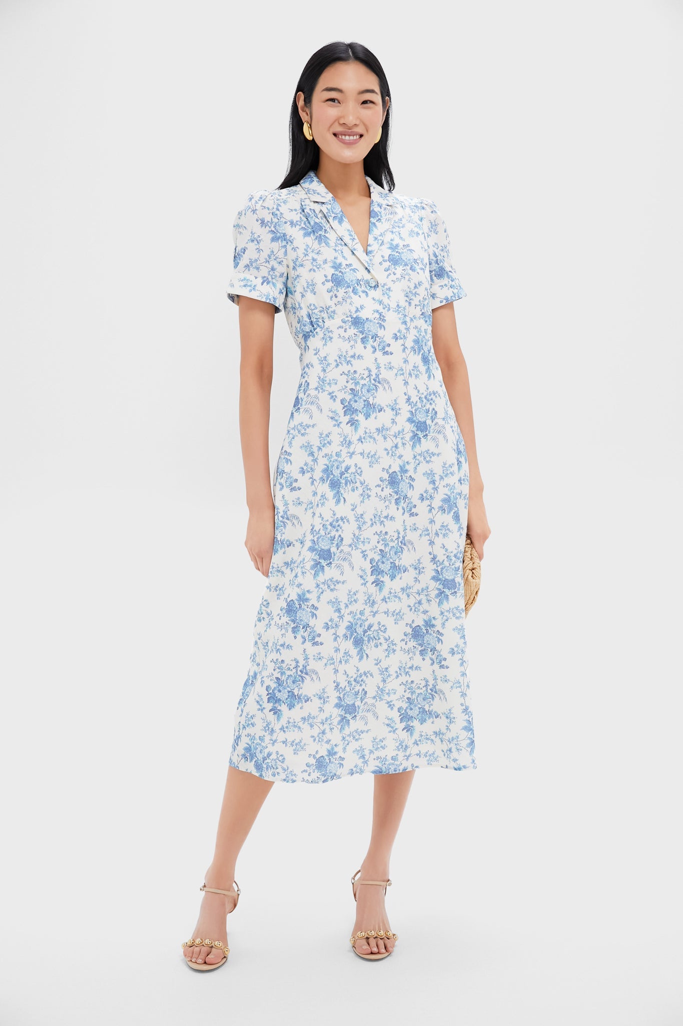 Forget Me Not Floral Cotton Linen Bellamy Dress