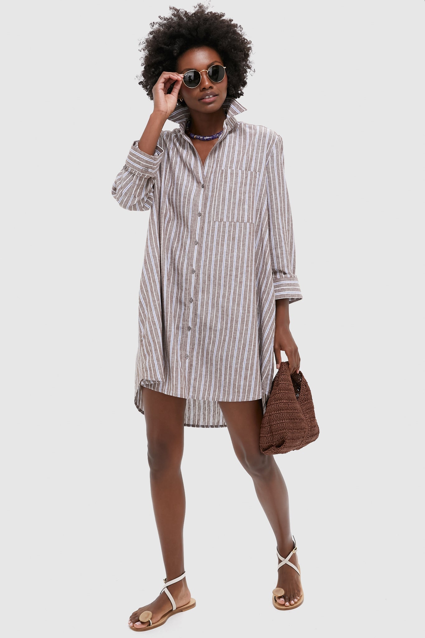 Summer Stripe Linen Carlotta Shirt Dress