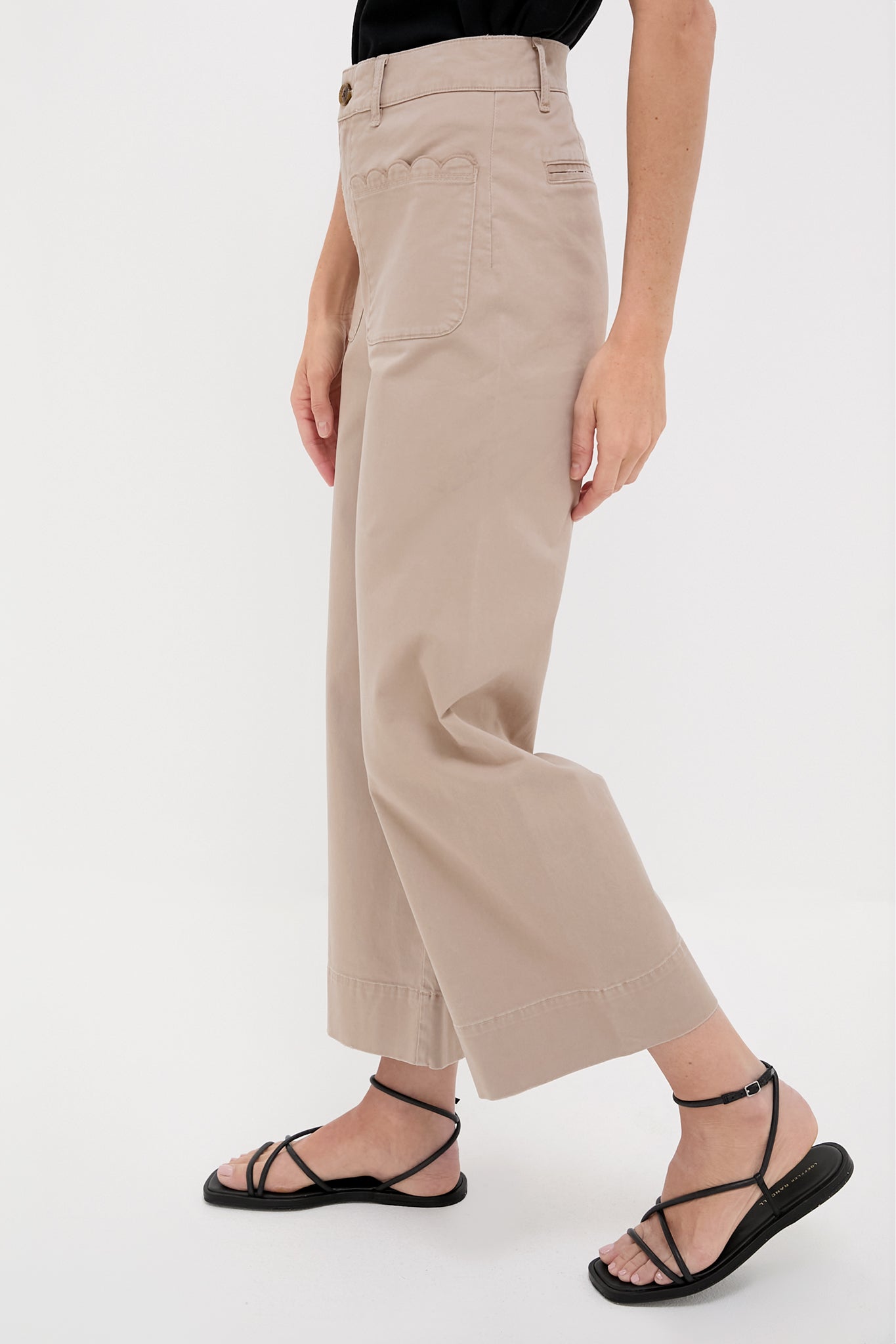 Khaki Chino Wide Leg Stretch Davis Pants