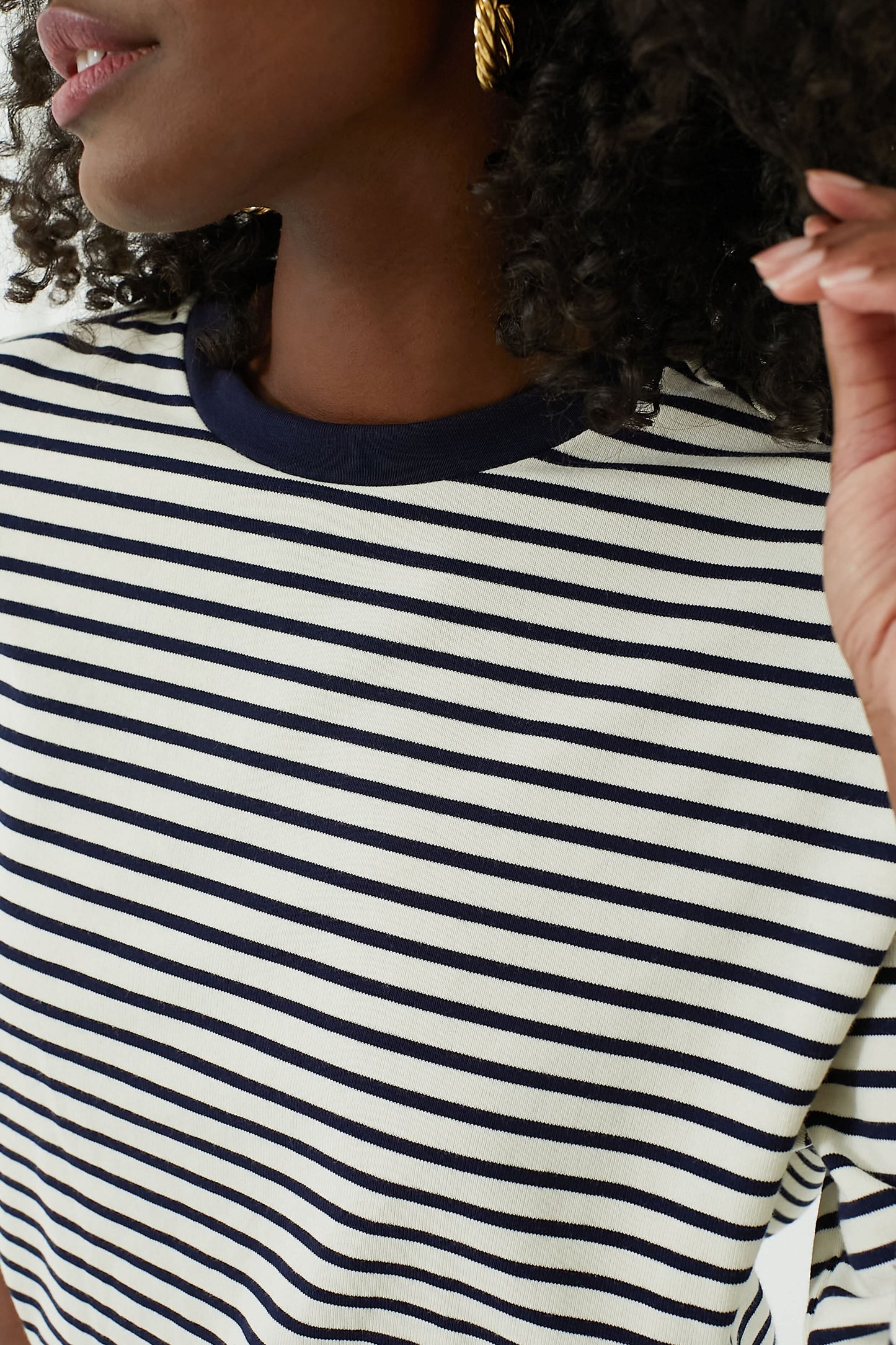 Navy Striped Knit Popover