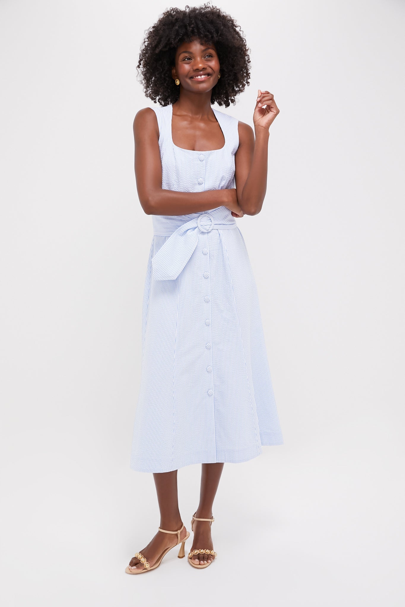 Blue Seersucker Delta Dress