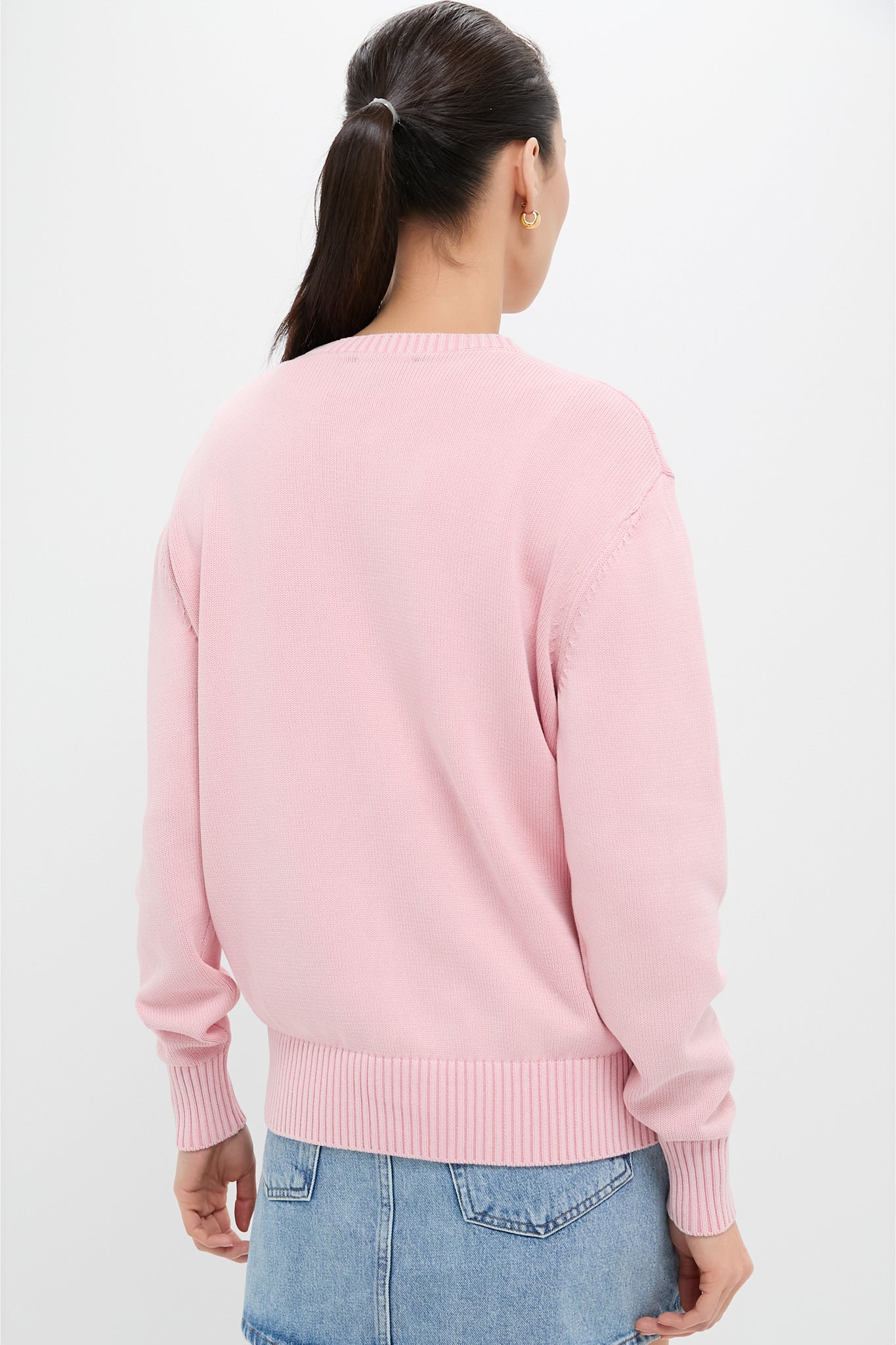 Pink Stone Washed Cotton Anne Crewneck Sweater