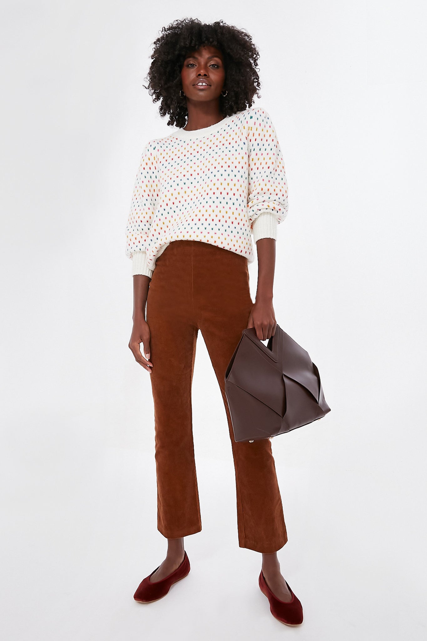 Rainbow Puff Sleeve Crewneck