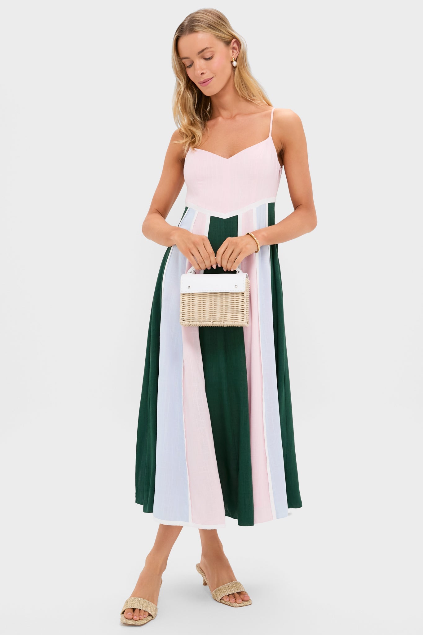 Pink, Green and Blue Striped Baxter Maxi Dress