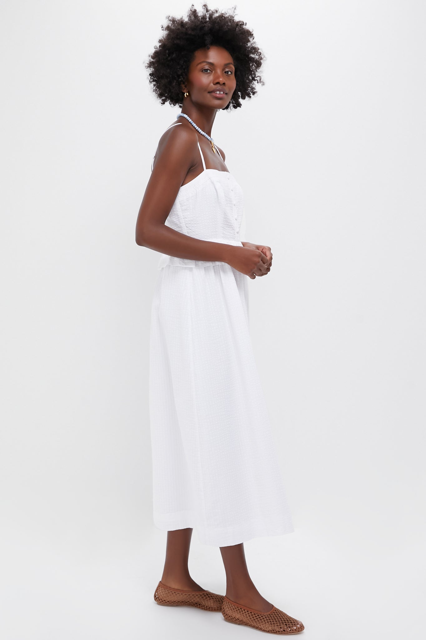White Shadow Seersucker Stripe Maddy Dress