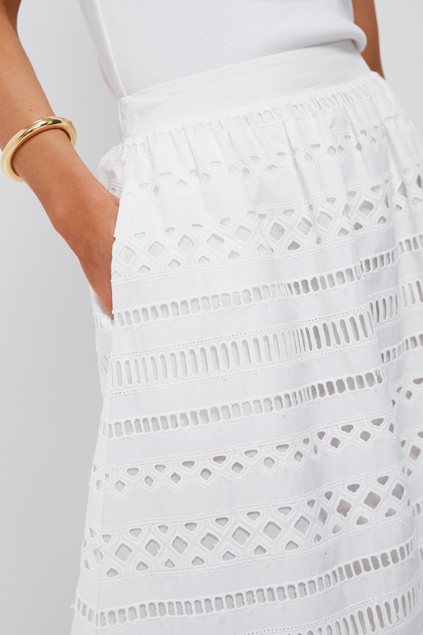 White Cotton Eyelet Laurel Skirt