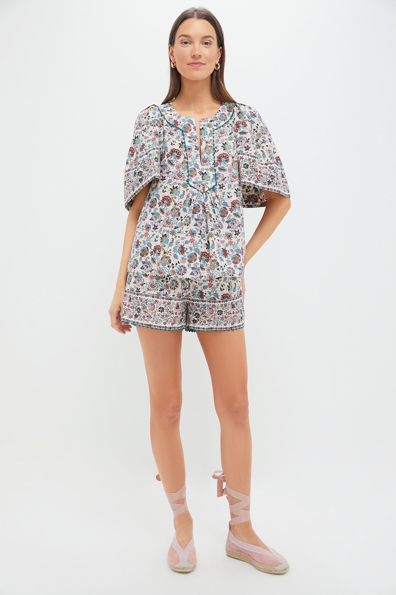 Cream Chintz Finley Flutter Sleeve Top