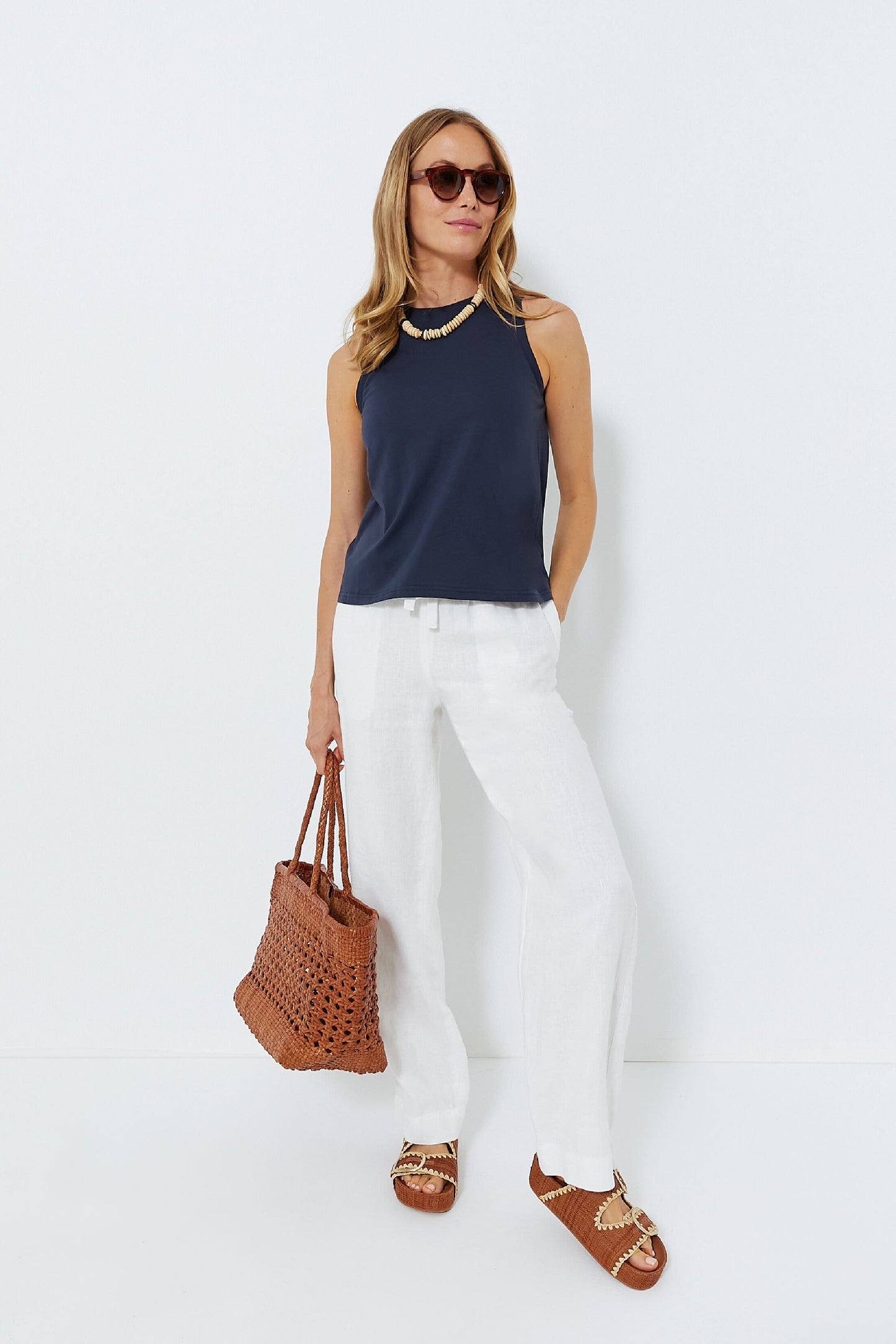 Navy Anthos Cotton Tank
