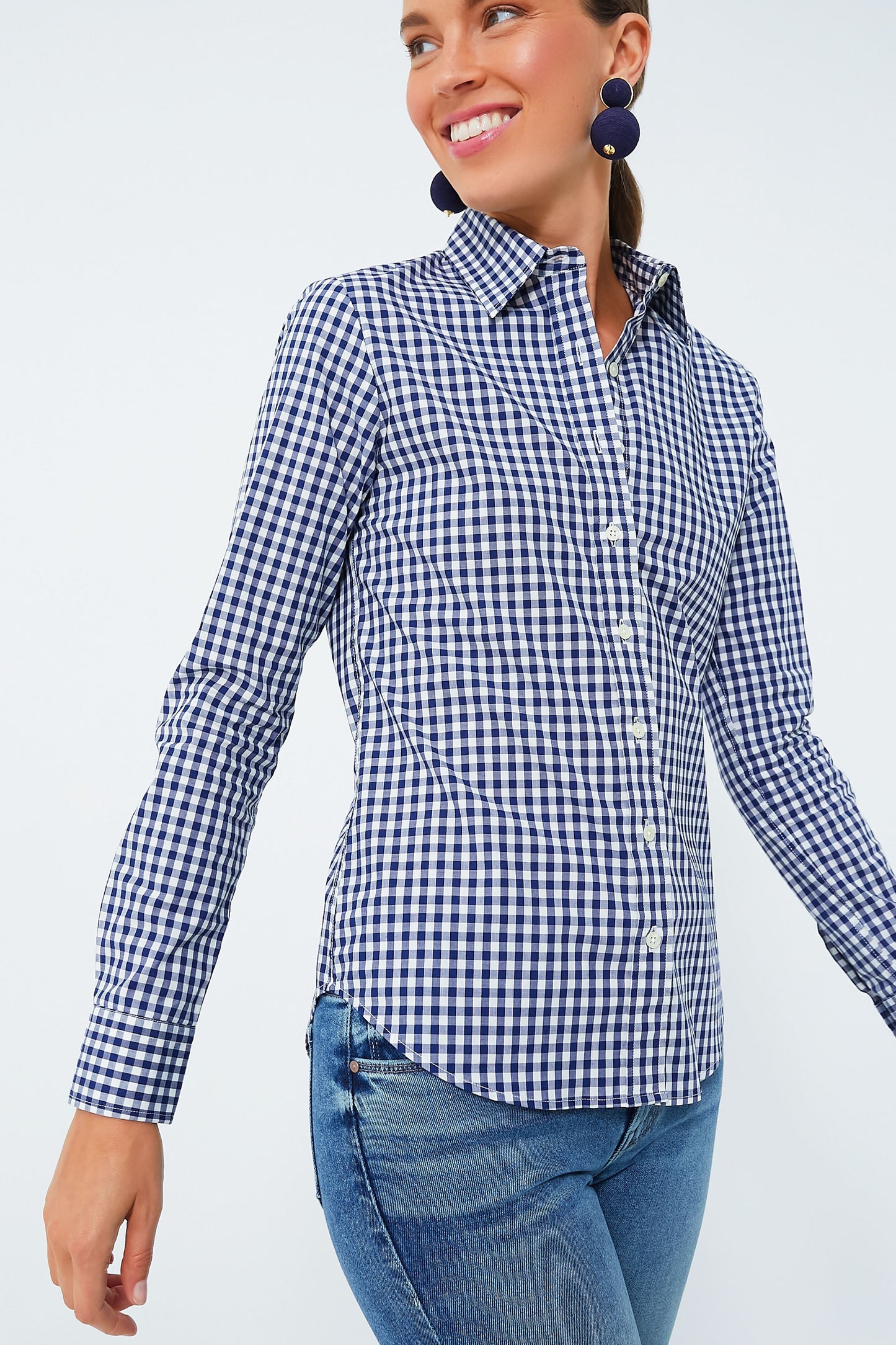 Navy Gingham Long Sleeve Icon Shirt