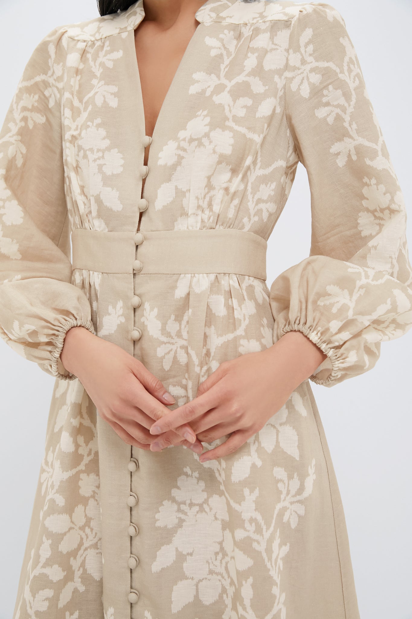 Sand Floral Stripe Serena Dress