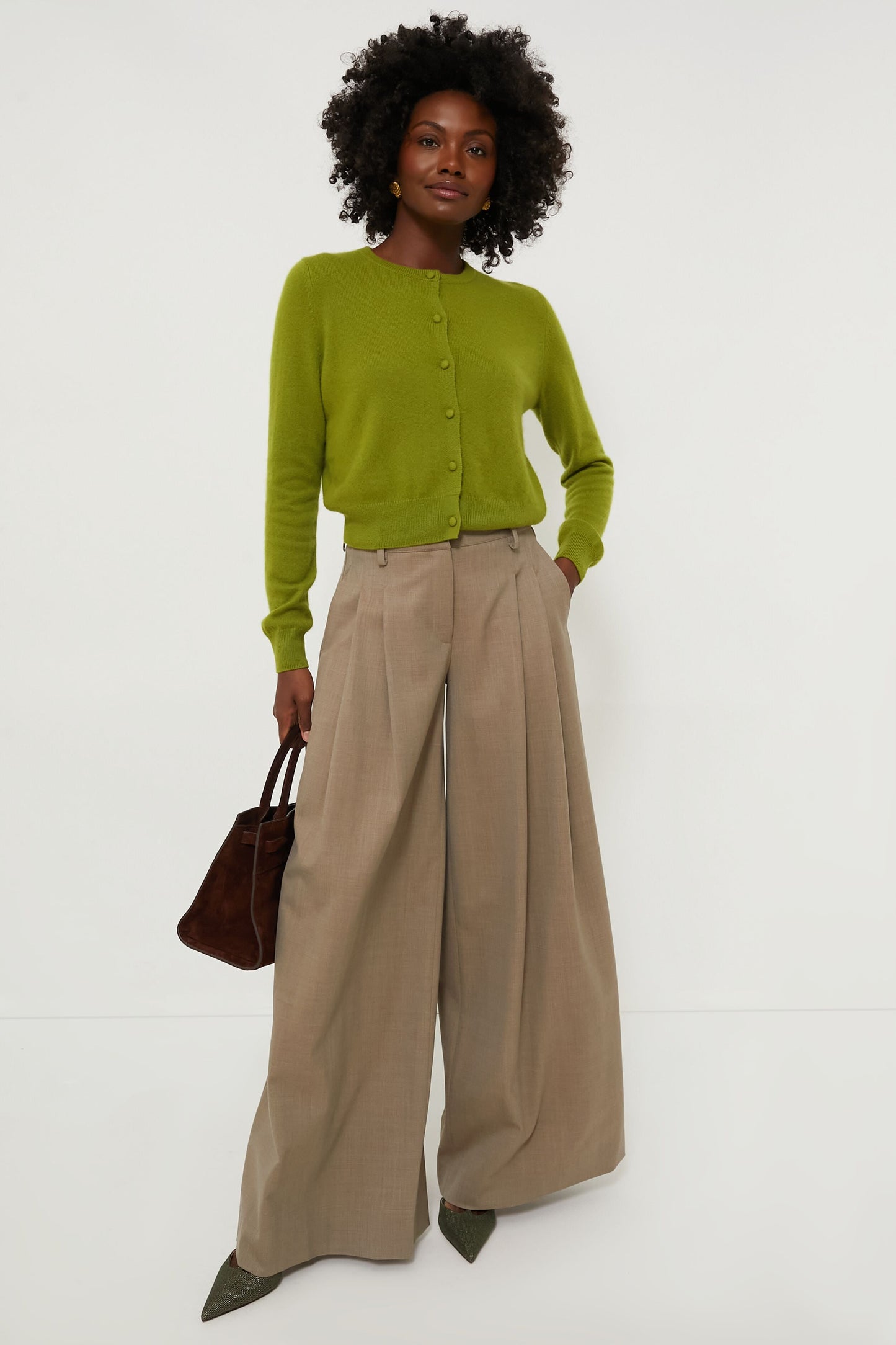 Green Riley Cashmere Cardigan