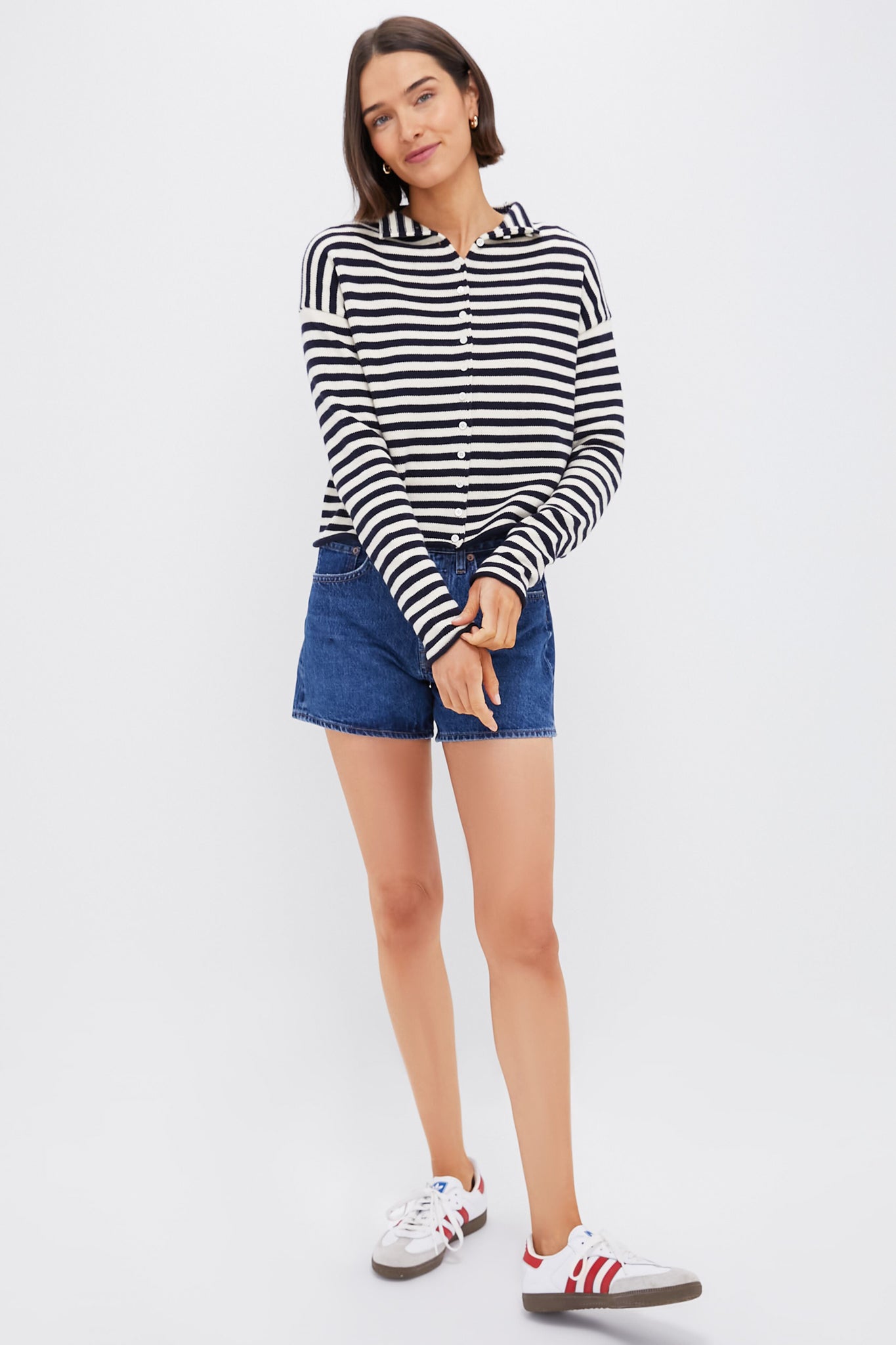Navy and Ivory Stripe Taylor Cardigan