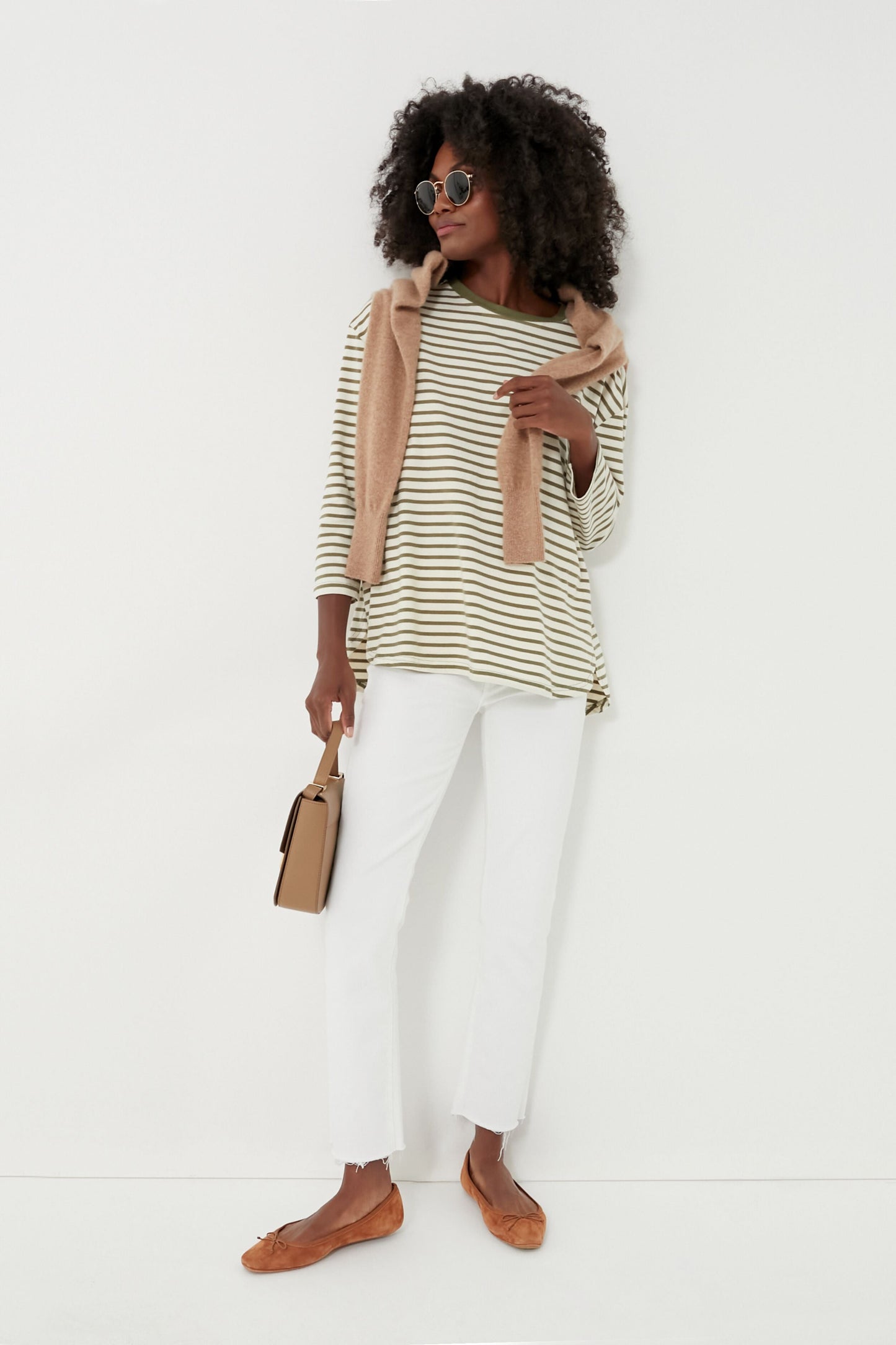 Olive Striped Knit Popover