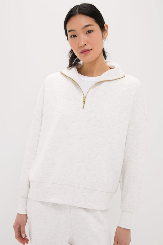 Ivory Marl Hawley Half Zip Sweat
