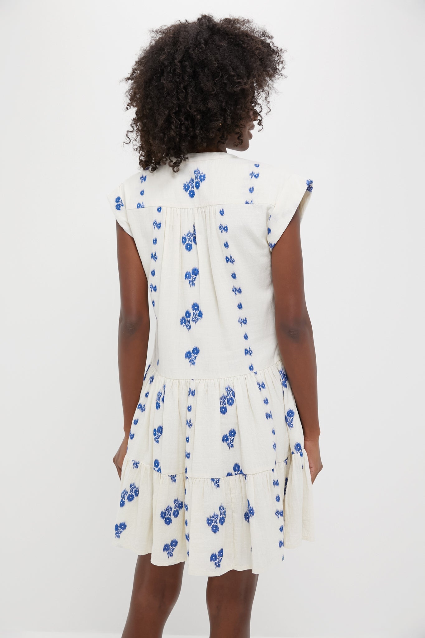 Wicklow Blue Roll Sleeve Mini Dress