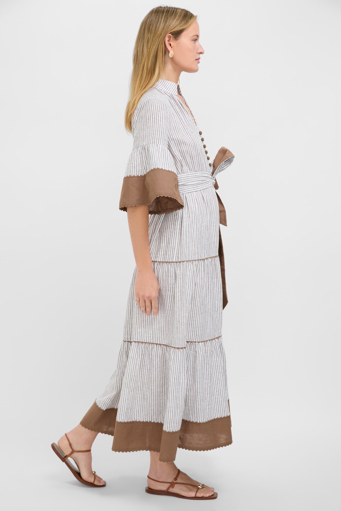 Tan Stripe Linen Joanna Dress
