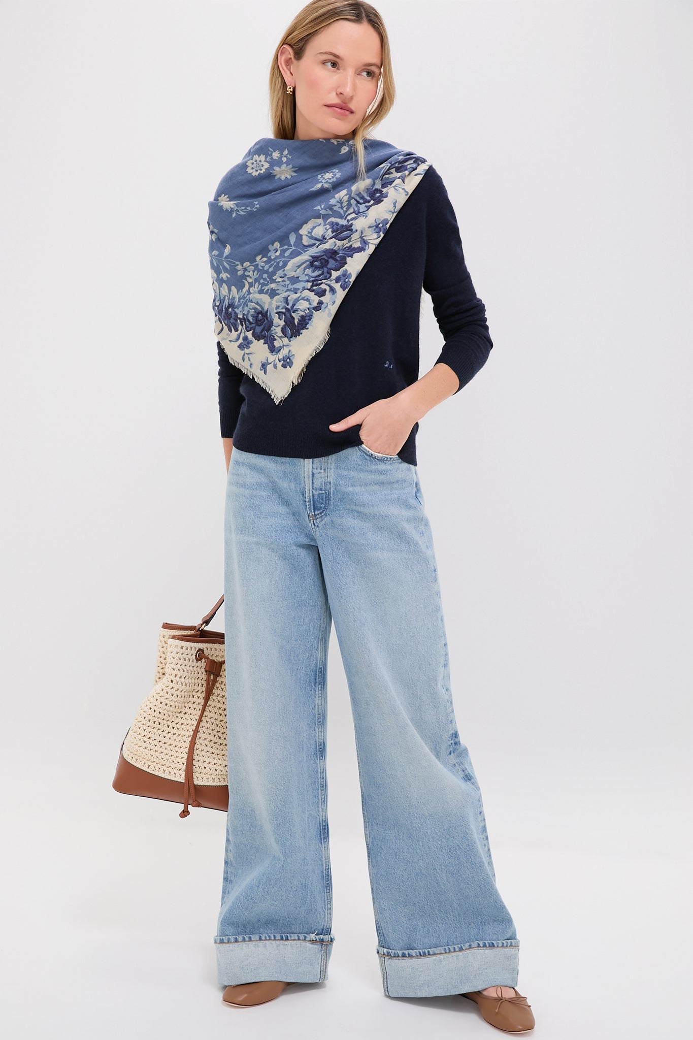 Navy Cashmere V-Neck Sweater