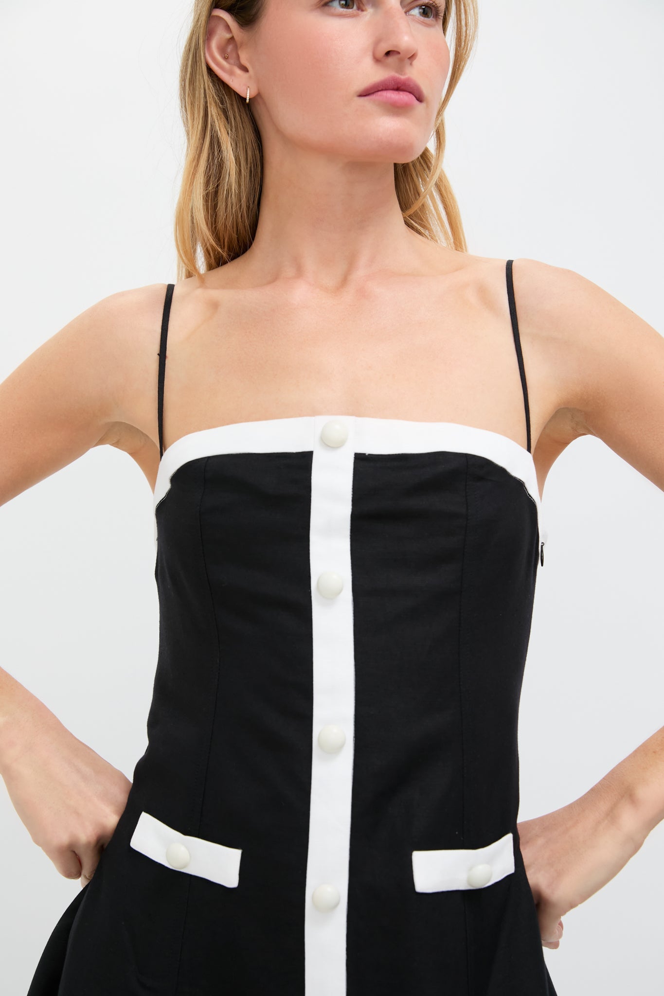 Black Multi Cordelia Sleeveless Button Down Midi Dress