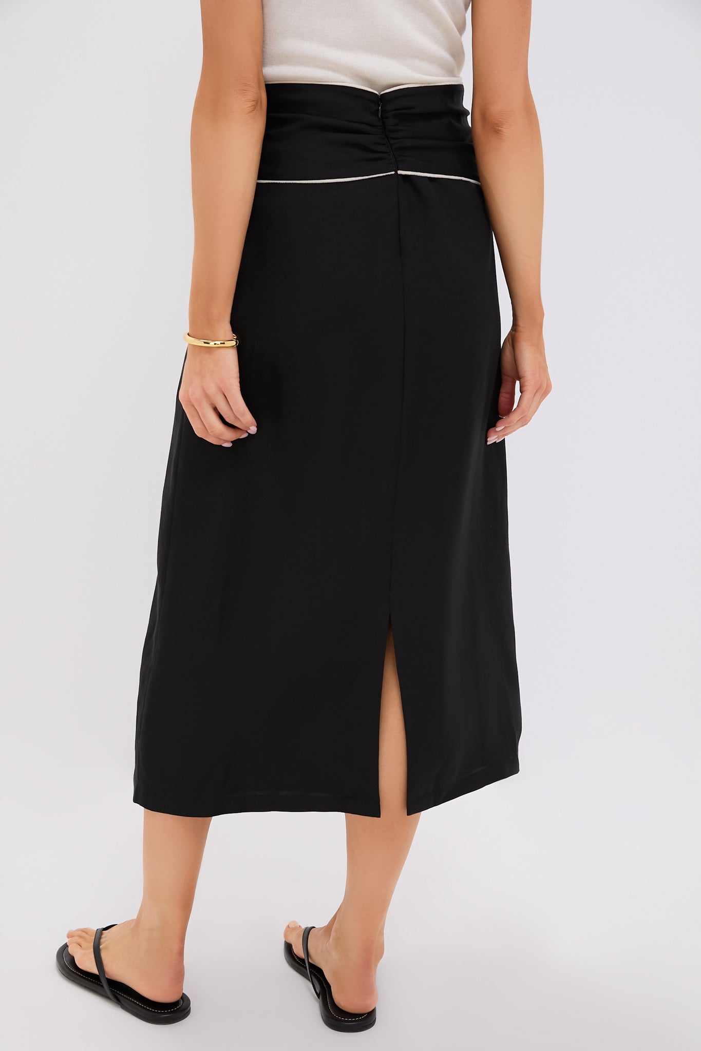 Black Linen Carine Tie Skirt