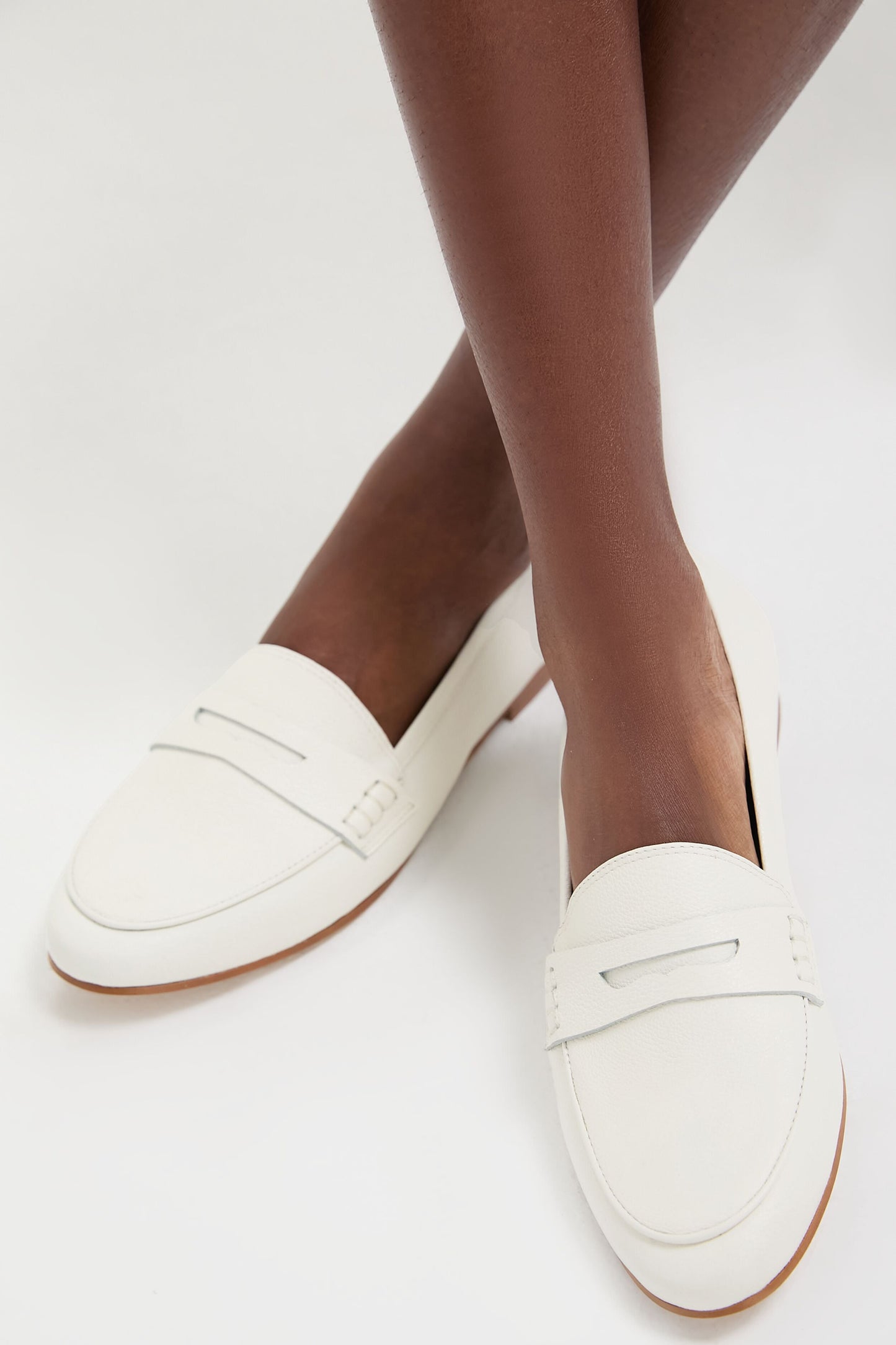 White Pebbled Rowan Leather Loafers