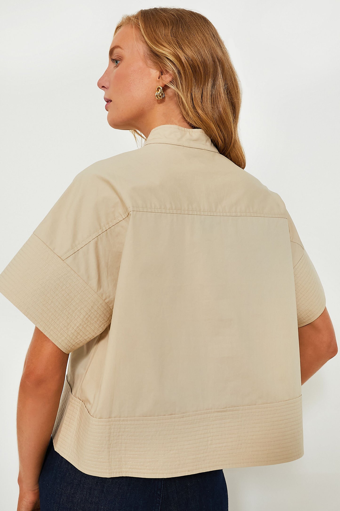 Tan Trapunto Stitch Sofia Shirt