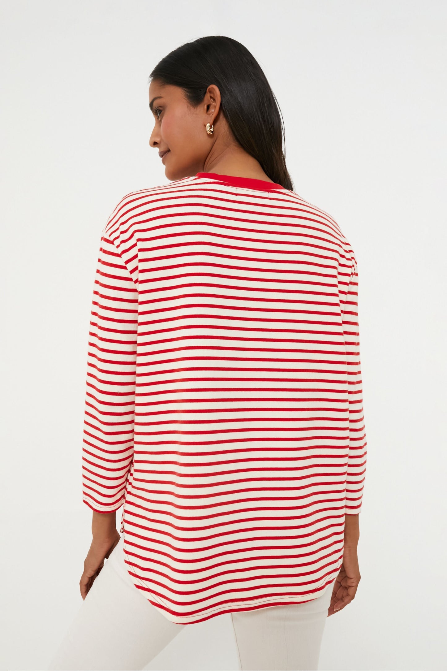 Cherry Striped Knit Popover