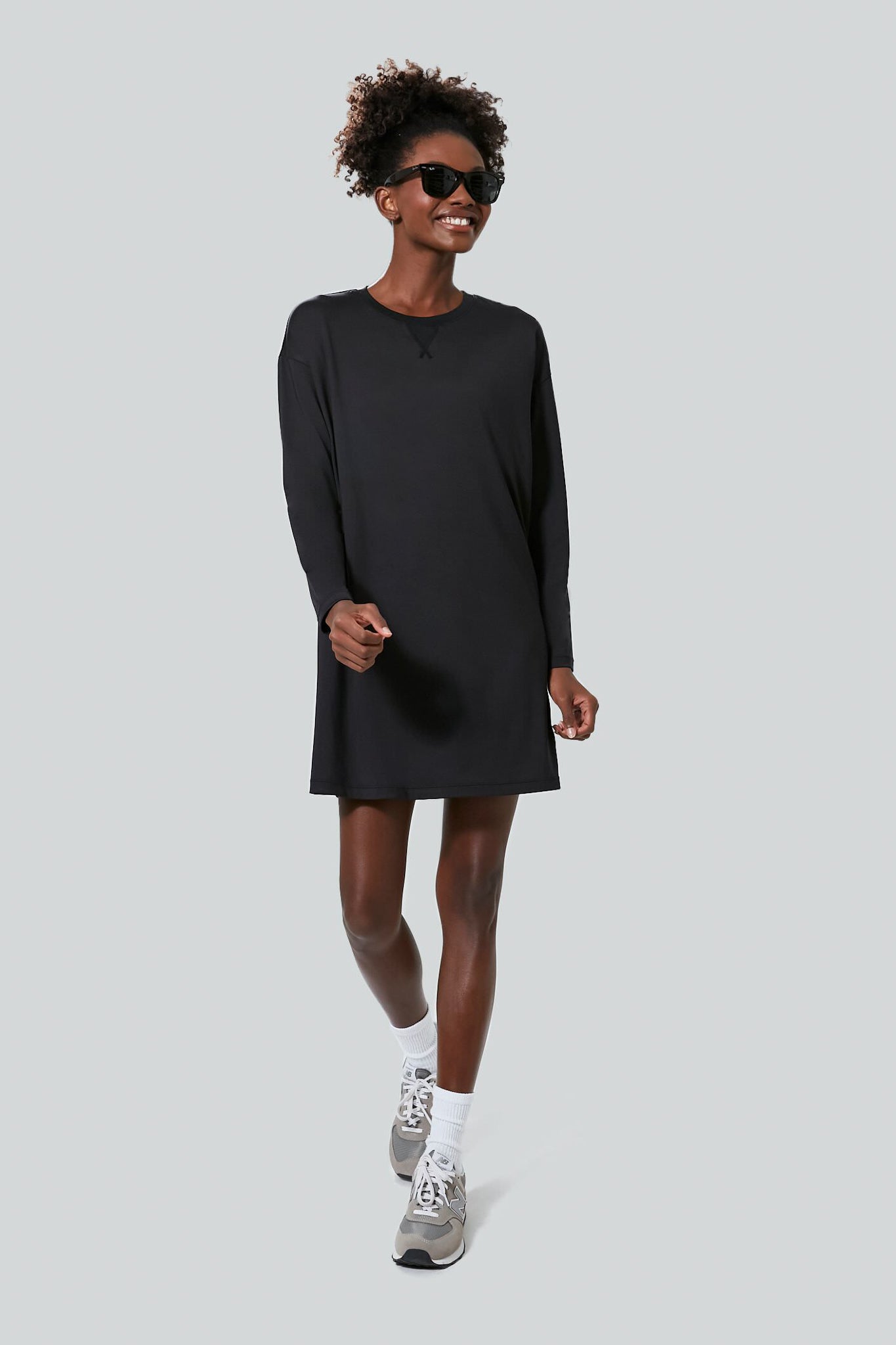 Black Long Sleeve Corinne Sport Dress