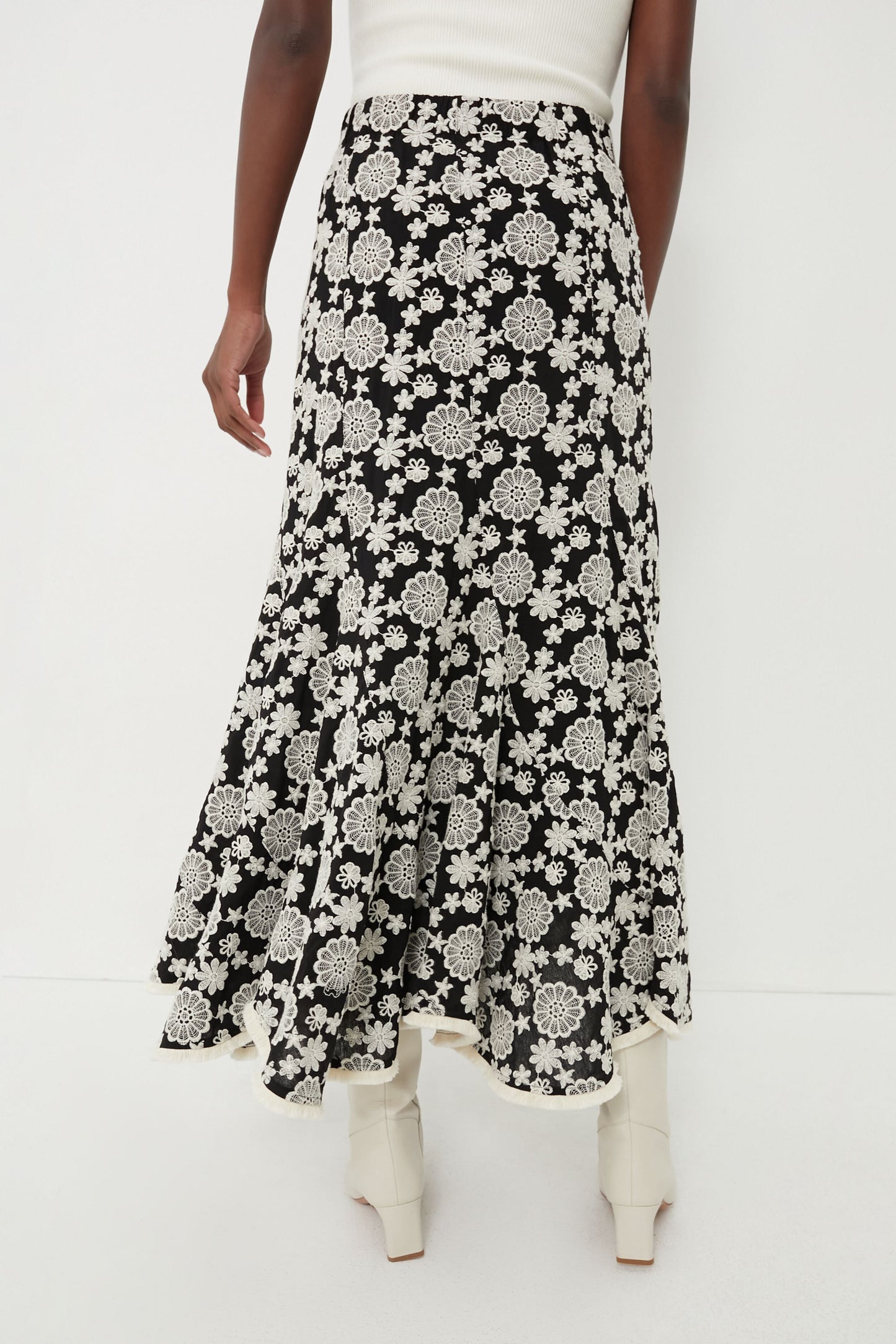 Black & Ivory Eyelet Violet Maxi Skirt
