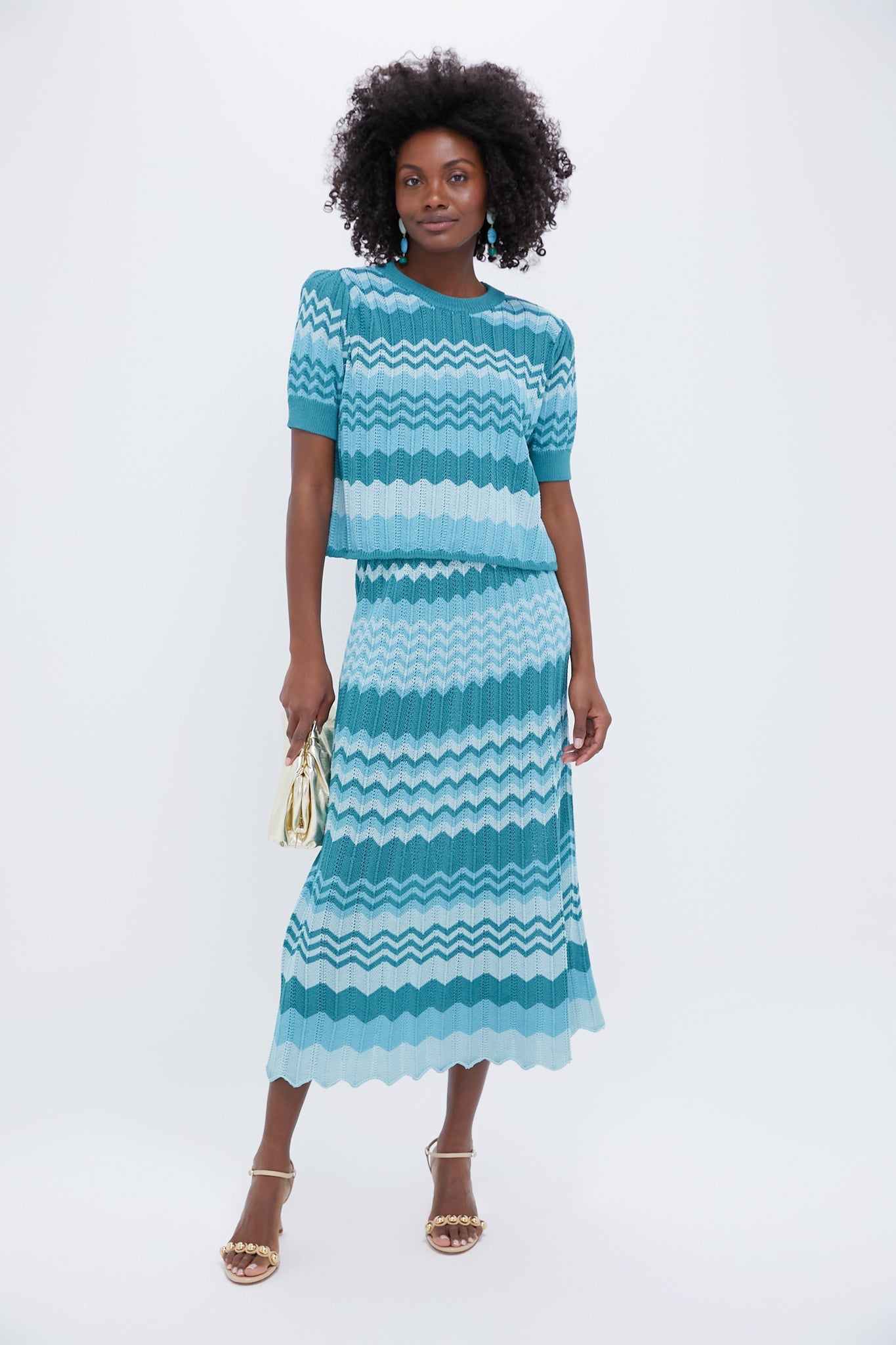 Aqua Crochet Stripe Sylvie Skirt