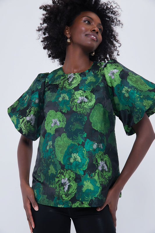 Green Jacquard Lyla Blouse