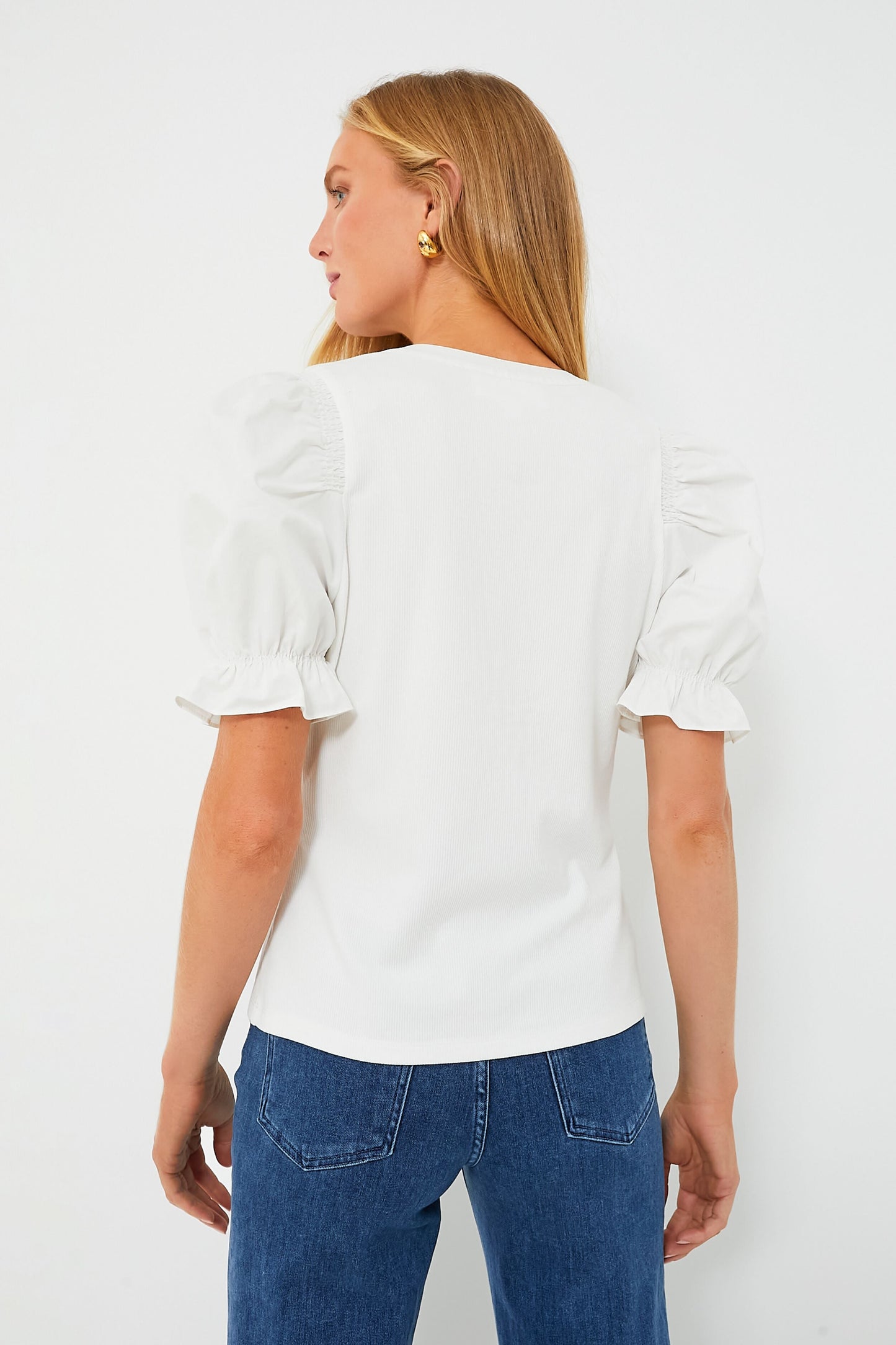 White Livia Puff Sleeve Top