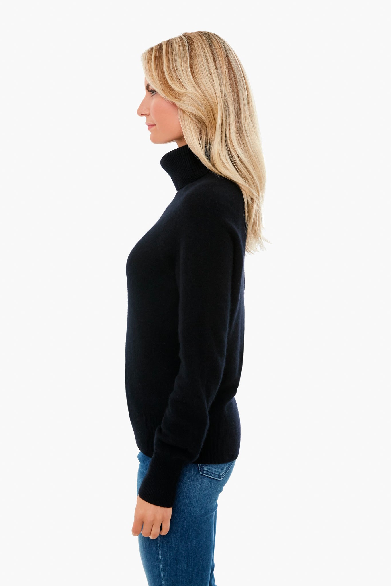 Black Ribbed Trim Turtleneck