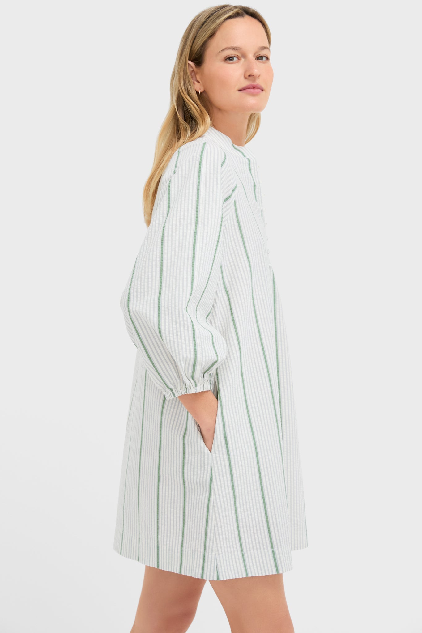 Mondego Stripe Seersucker Mini Maryse Caftan