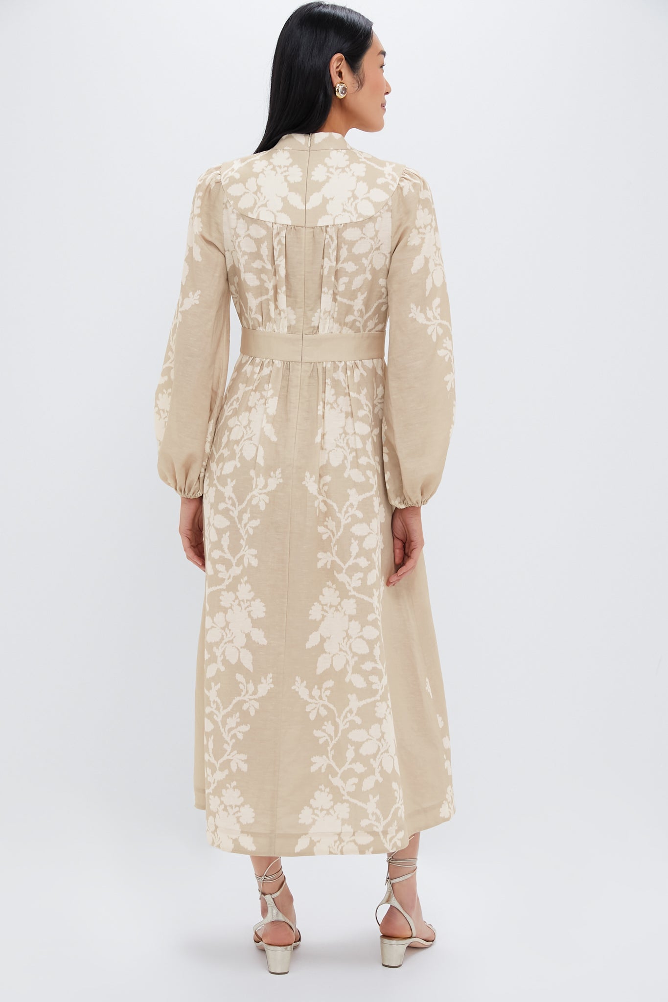 Sand Floral Stripe Serena Dress