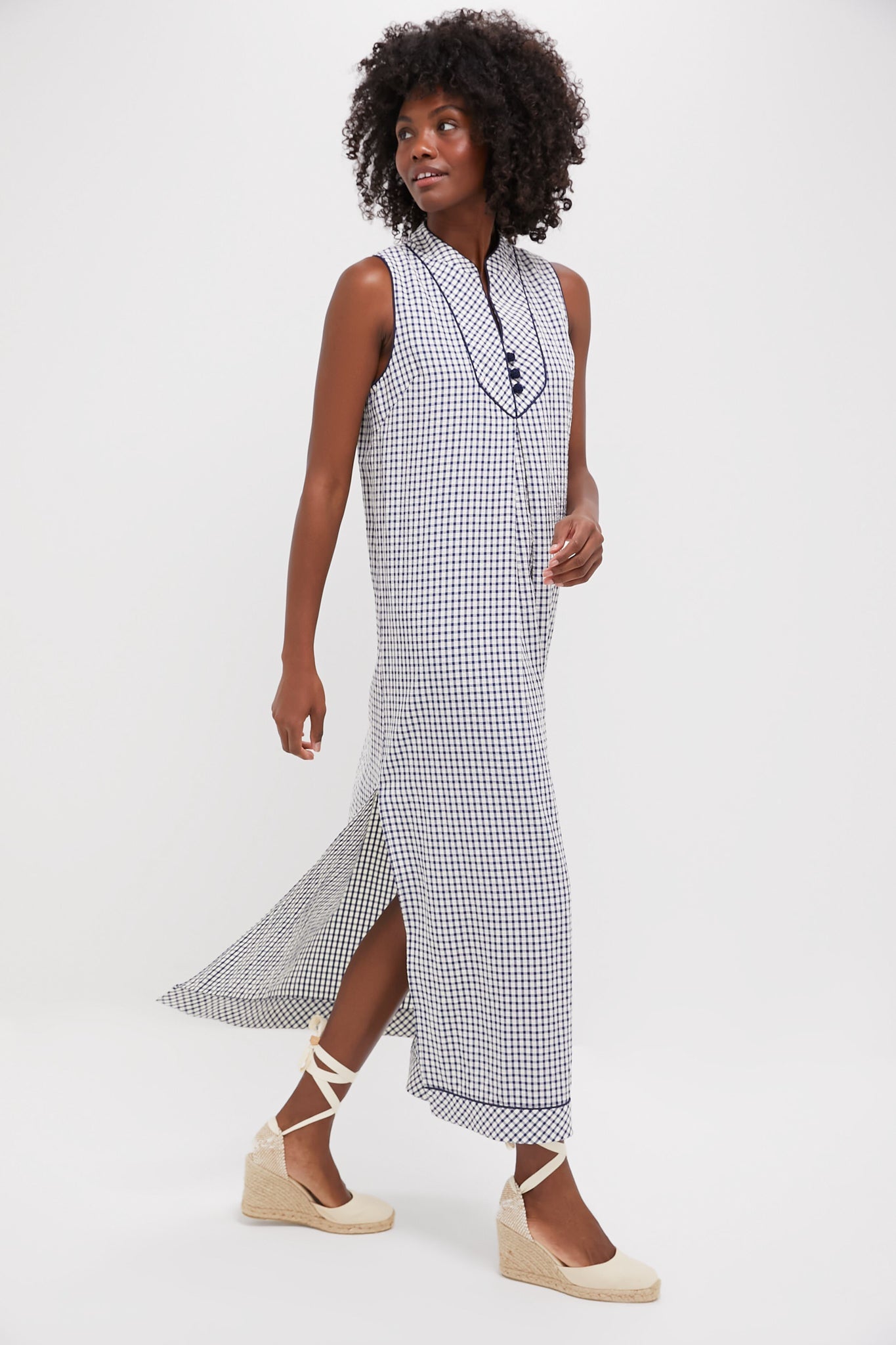 Navy Gingham Seersucker Haines Dress