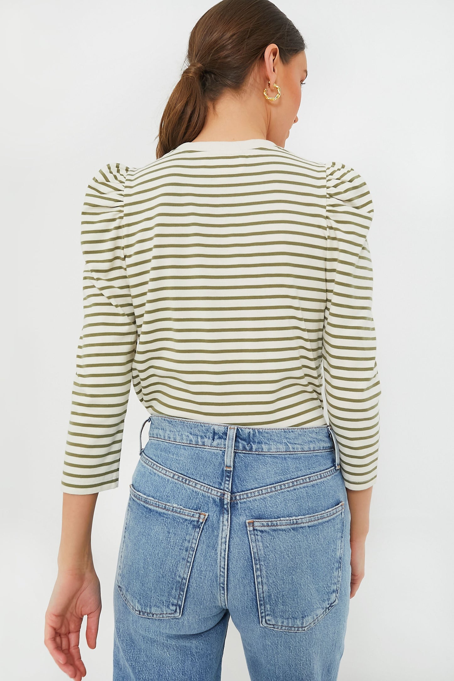 Olive Striped Vesty Long Sleeve Crewneck