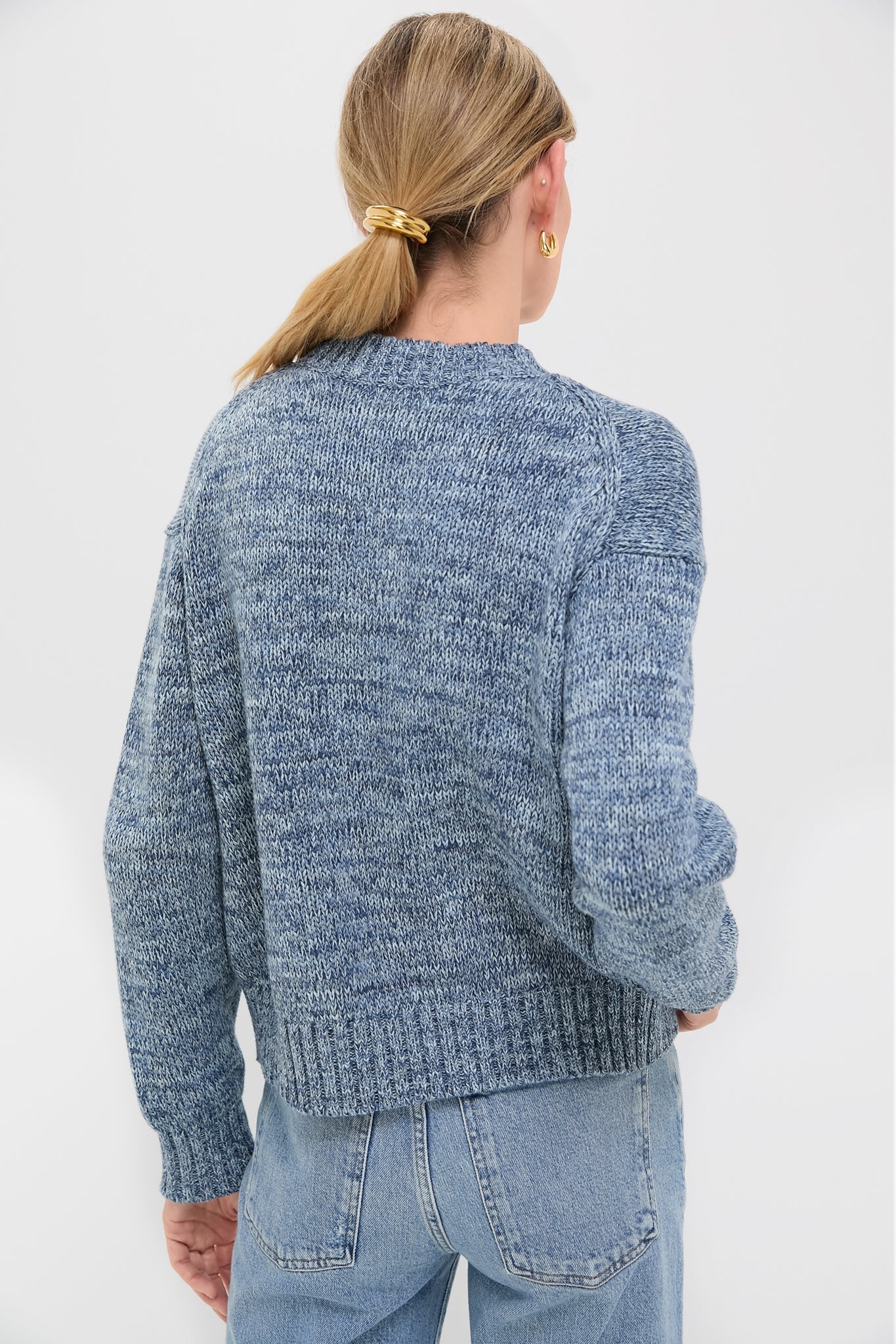 Marled Blue Cotton Americana Sweater